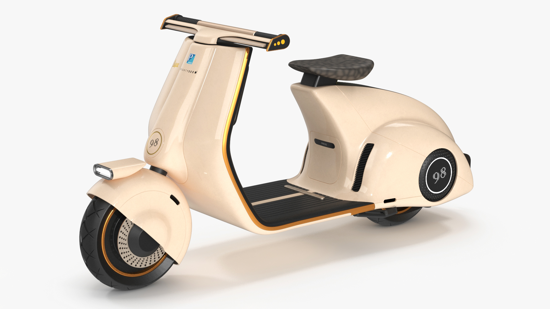 3D Beige Electric Scooter Vespa 98 Lights On