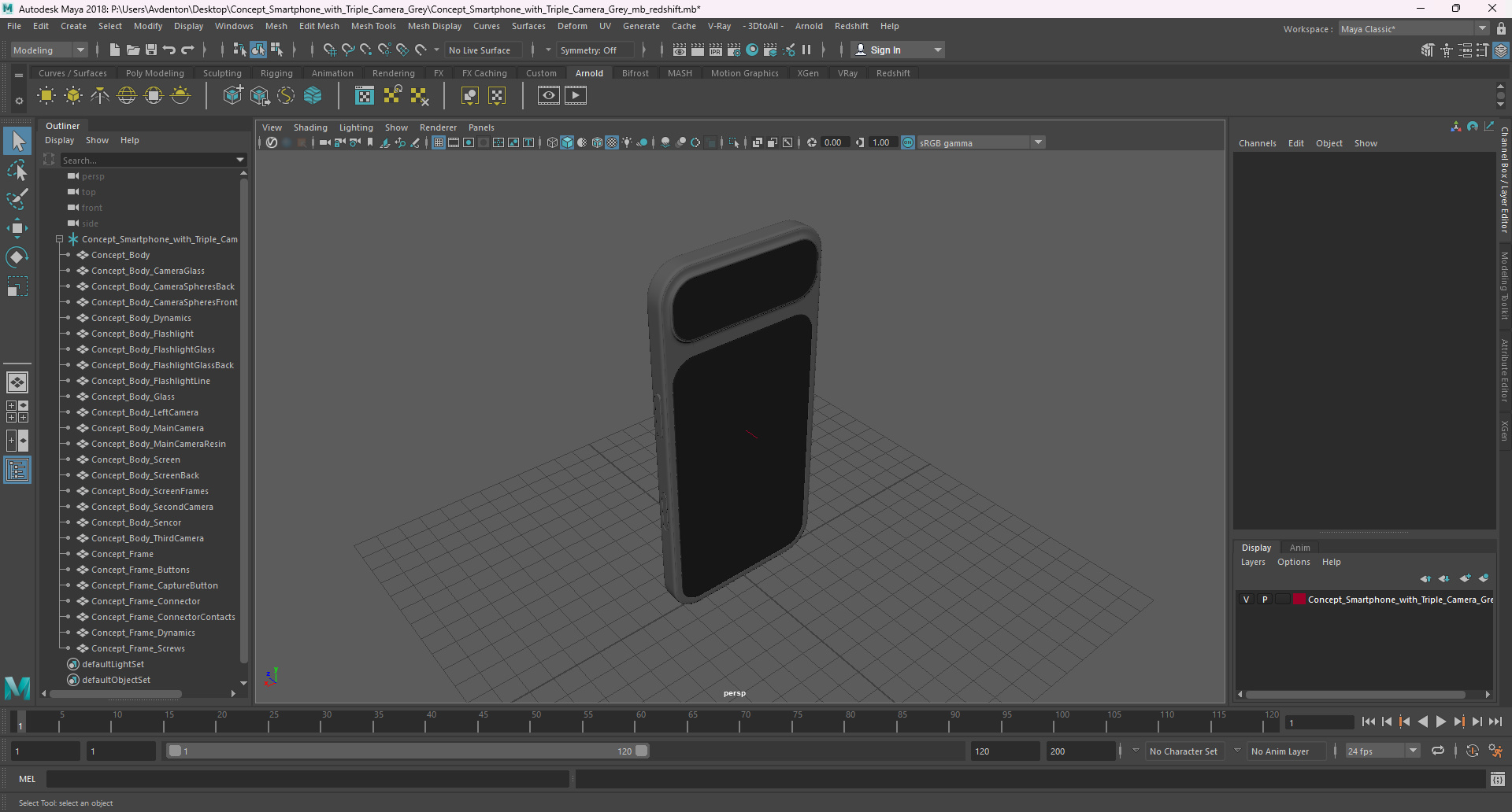 Concept Smartphone with Triple Camera Grey 3D