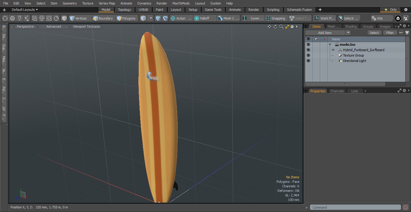 3D model Hybrid Funboard Surfboard