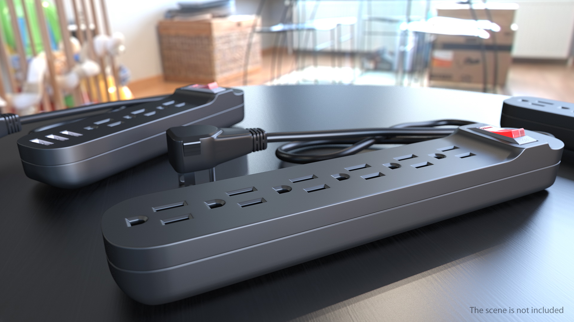 Power Strip 6 US Sockets 3D model