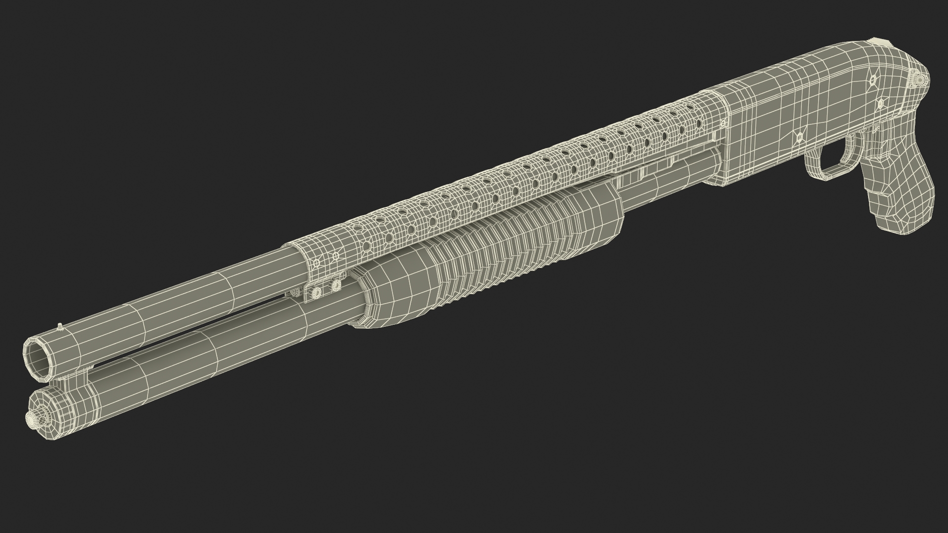 3D model Green Pump Action Shotgun