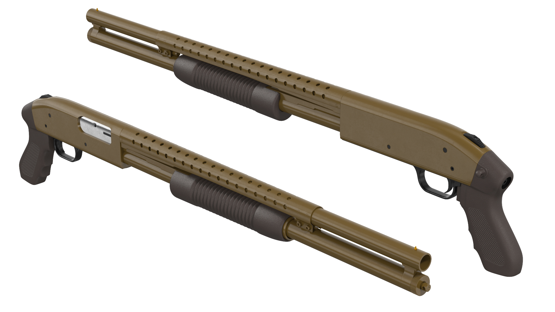 3D model Green Pump Action Shotgun