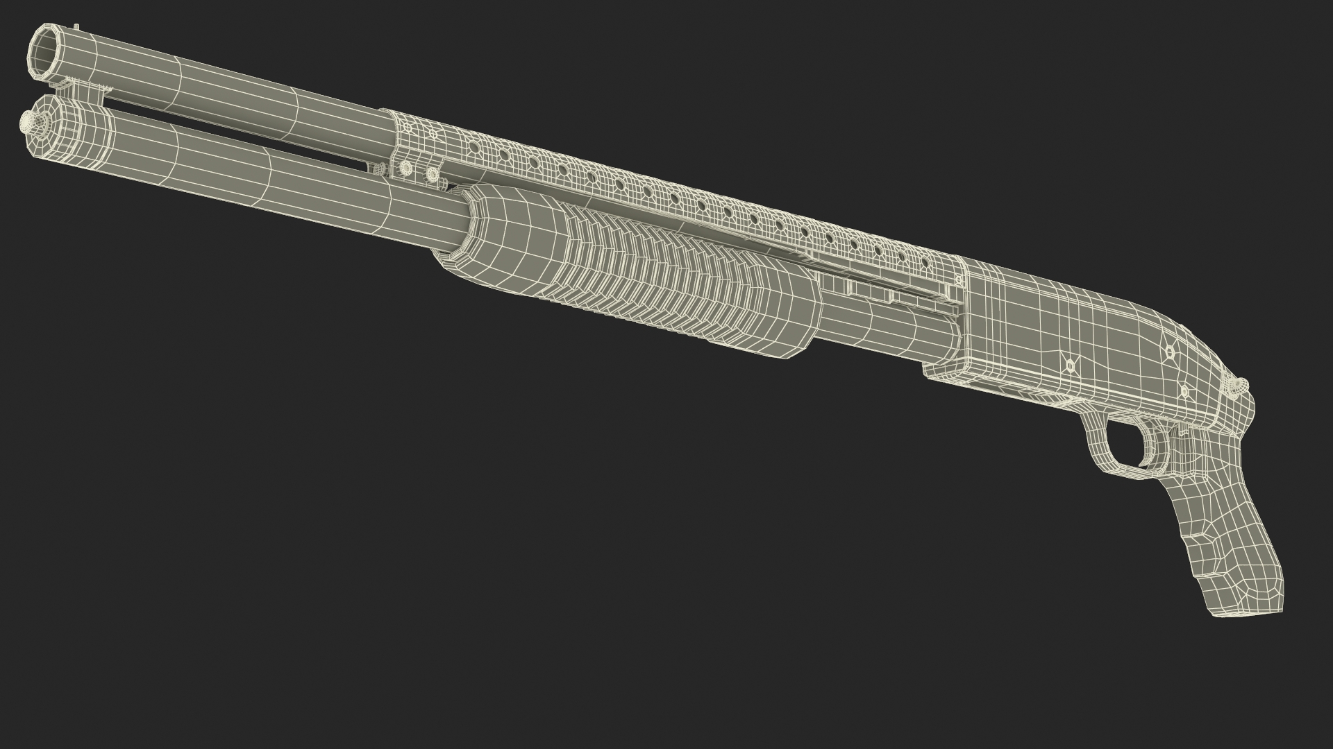 3D model Green Pump Action Shotgun