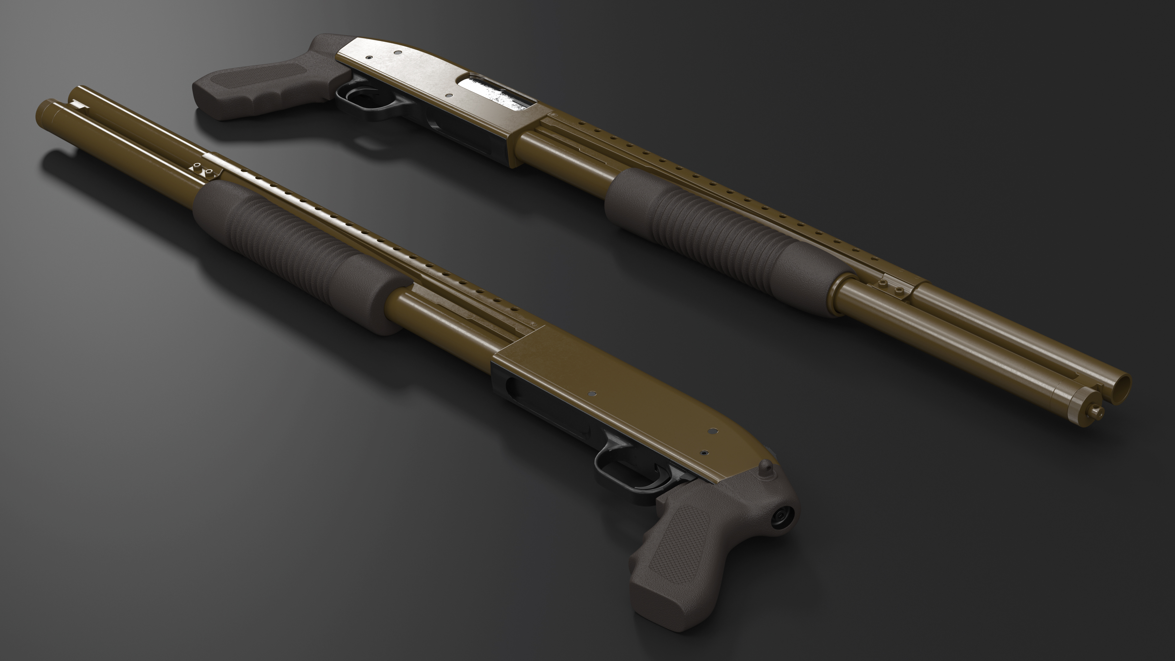 3D model Green Pump Action Shotgun