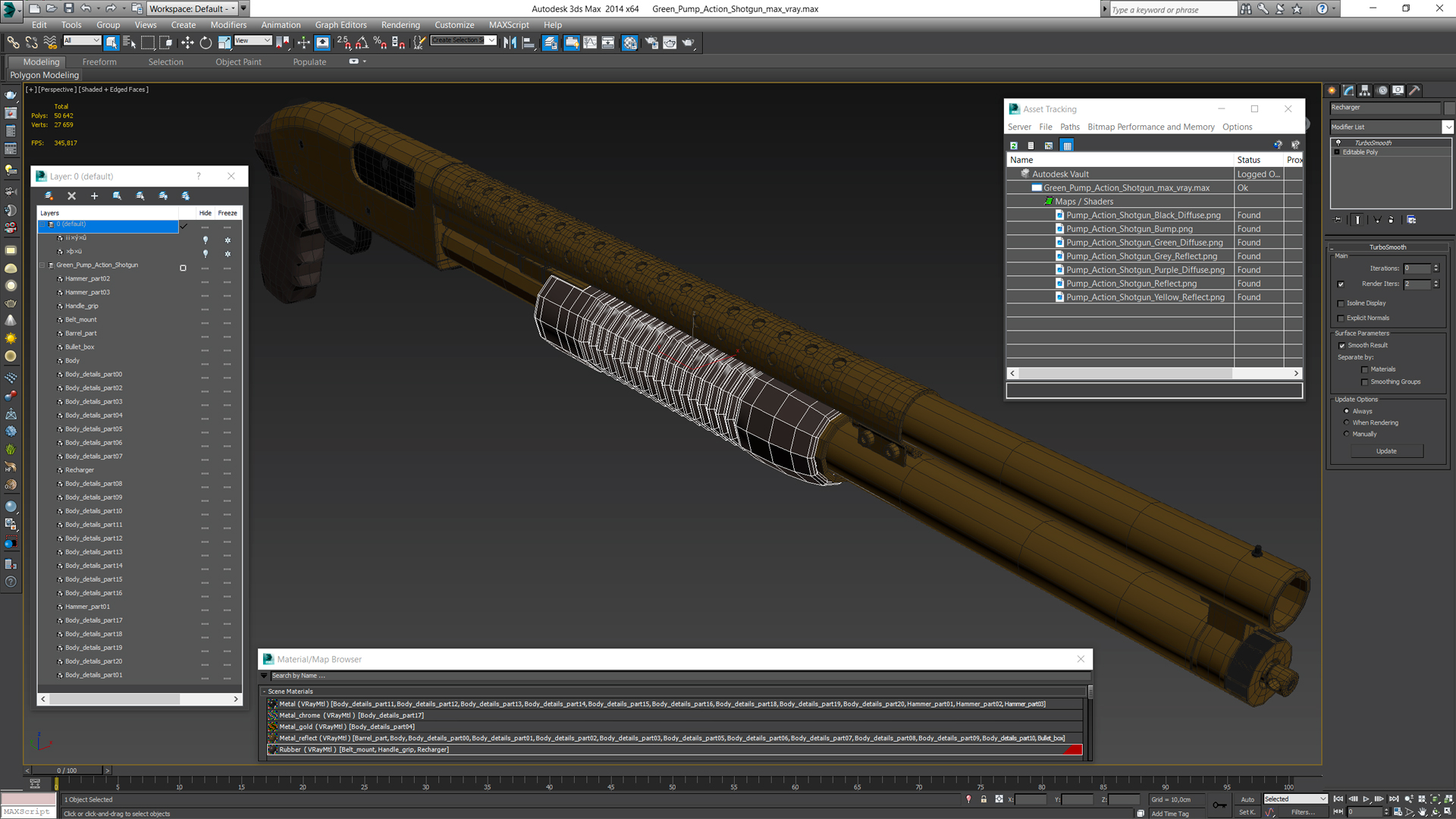 3D model Green Pump Action Shotgun