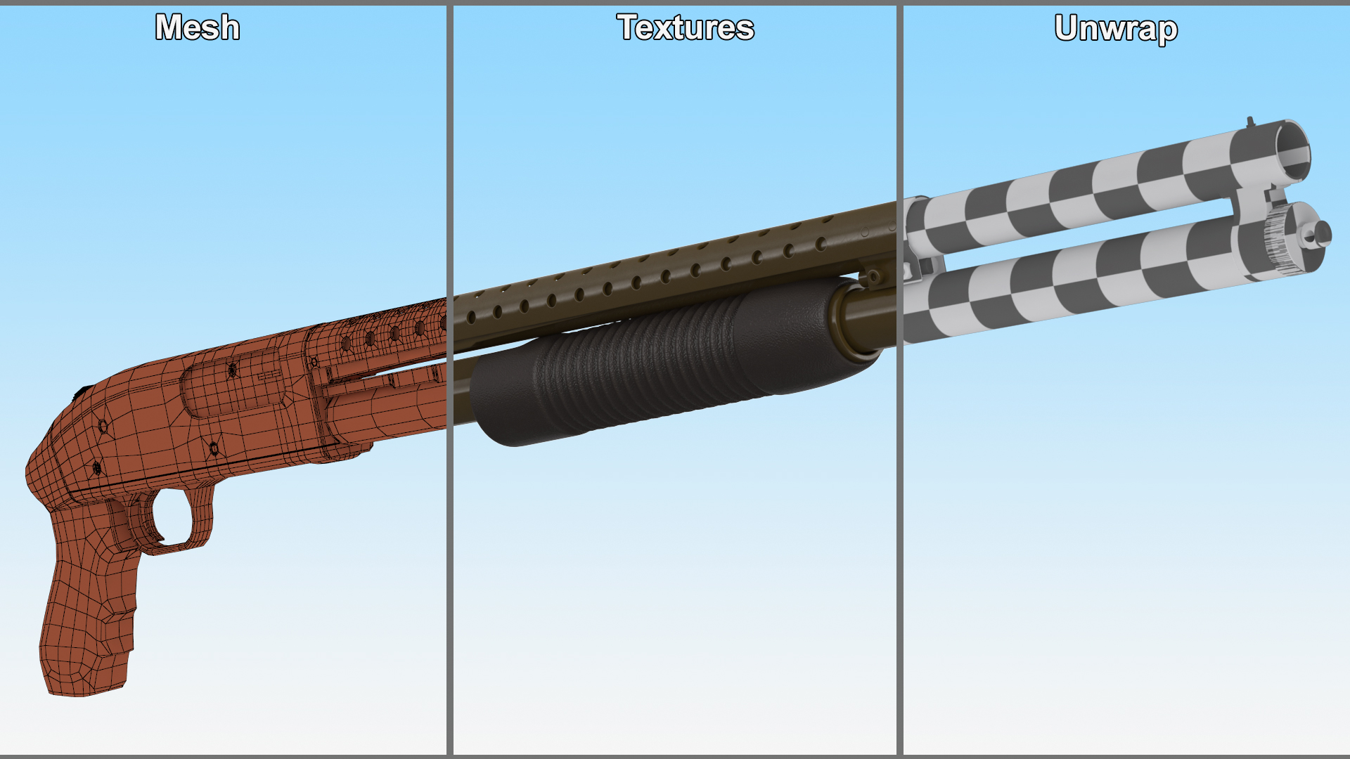 3D model Green Pump Action Shotgun