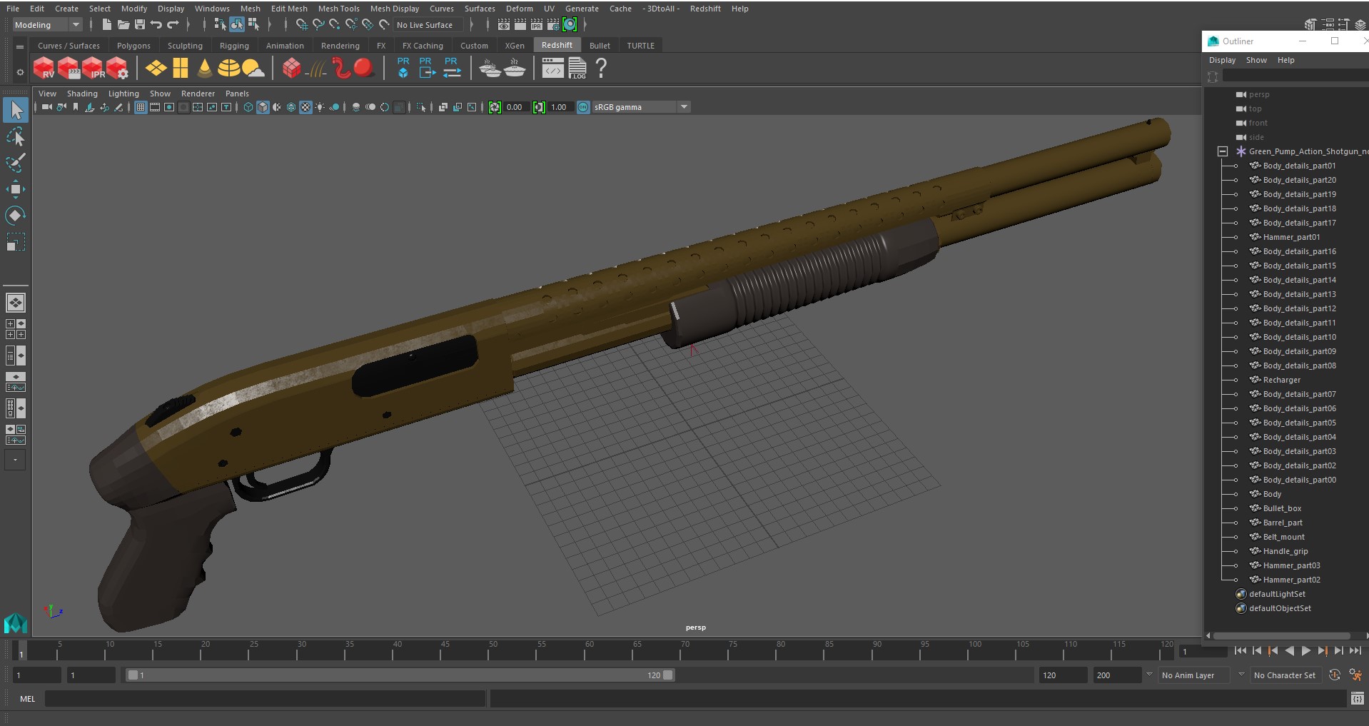 3D model Green Pump Action Shotgun