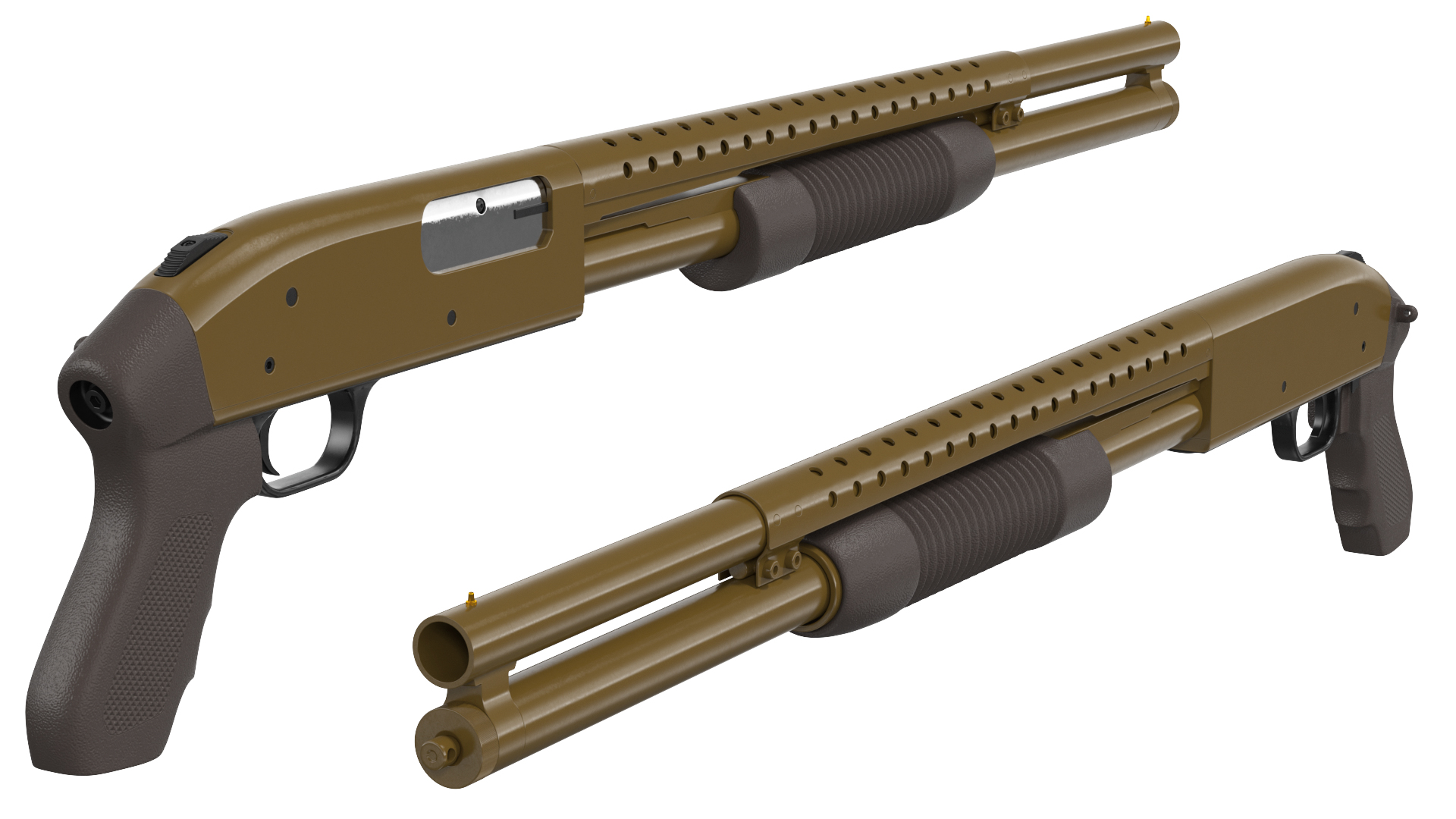 3D model Green Pump Action Shotgun