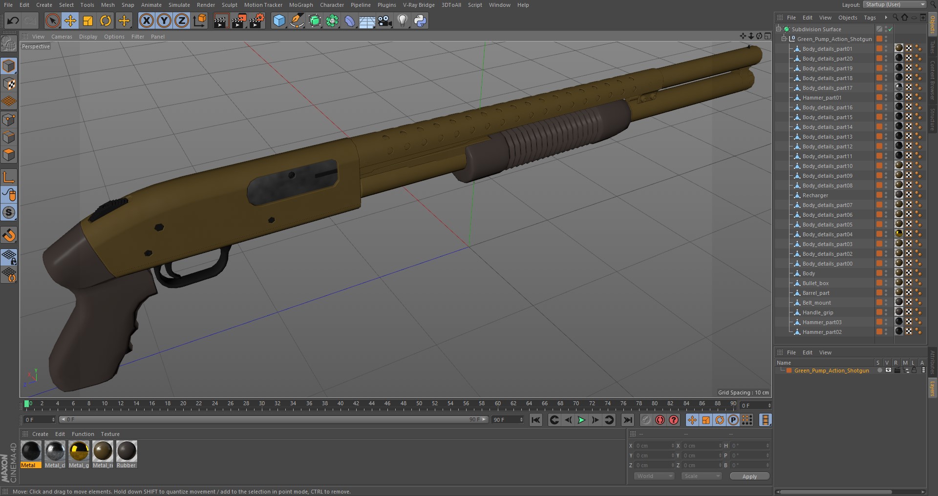 3D model Green Pump Action Shotgun