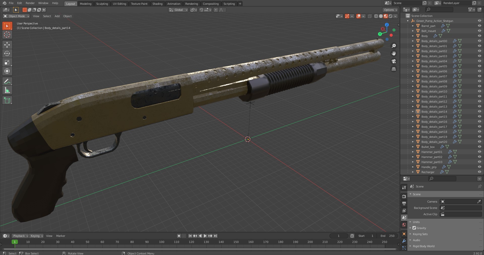 3D model Green Pump Action Shotgun