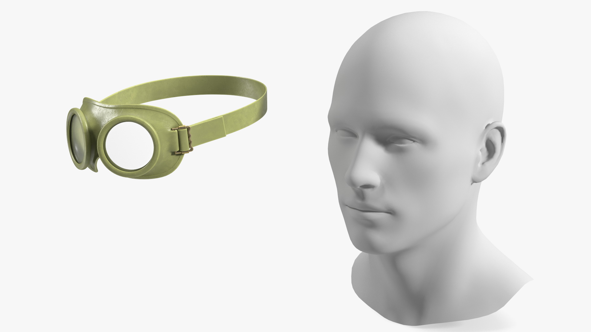 NATO Protection Goggles Green on Mannequin Head 3D