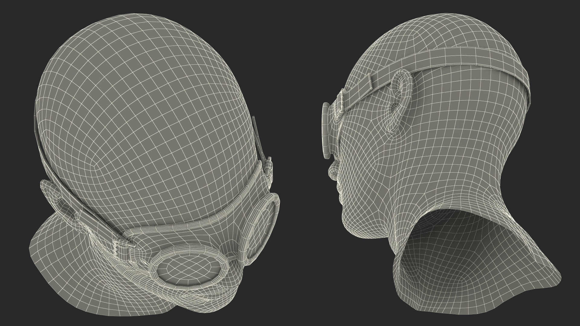 NATO Protection Goggles Green on Mannequin Head 3D