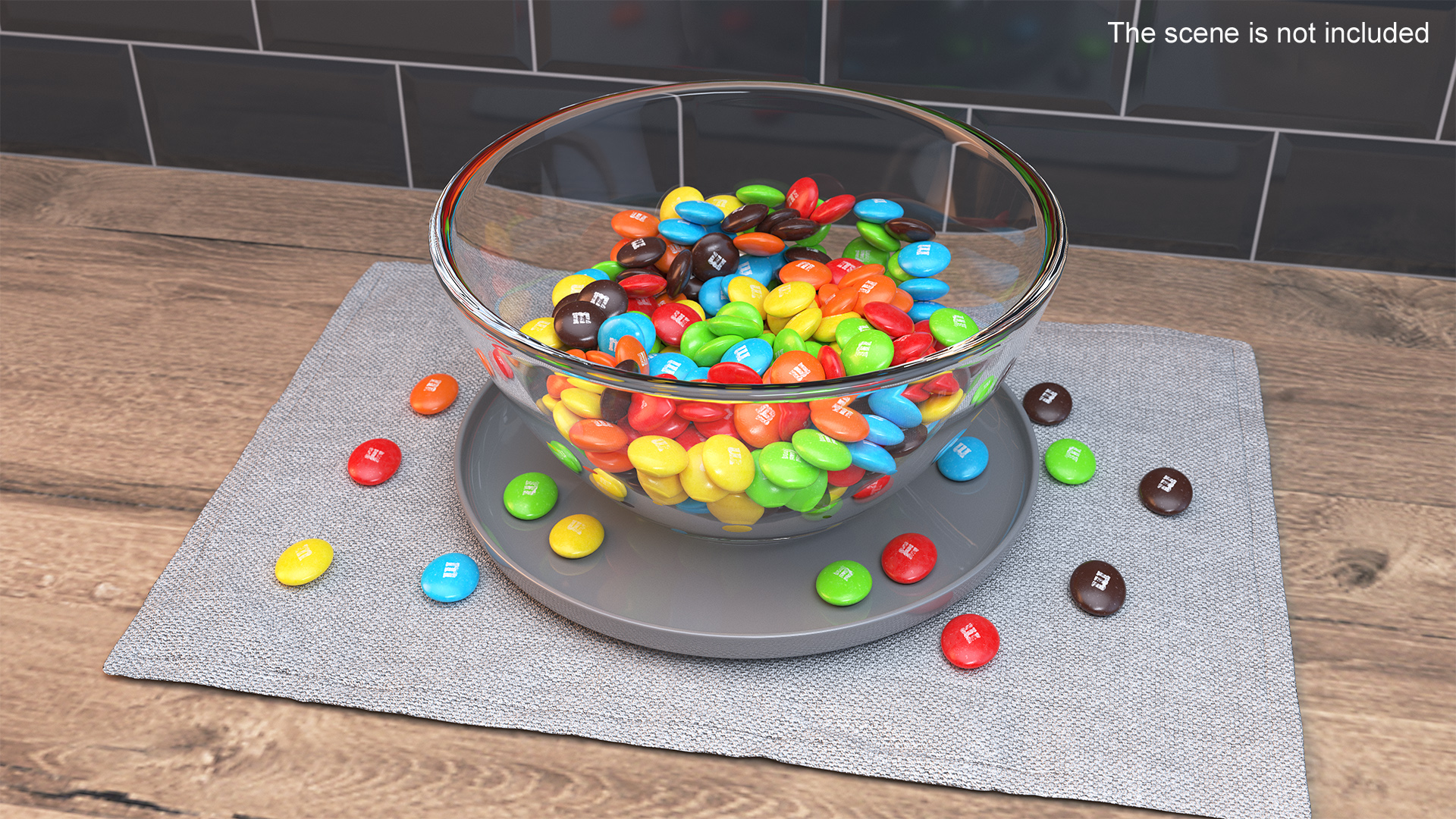 M and Ms Candies in Bowl 3D model