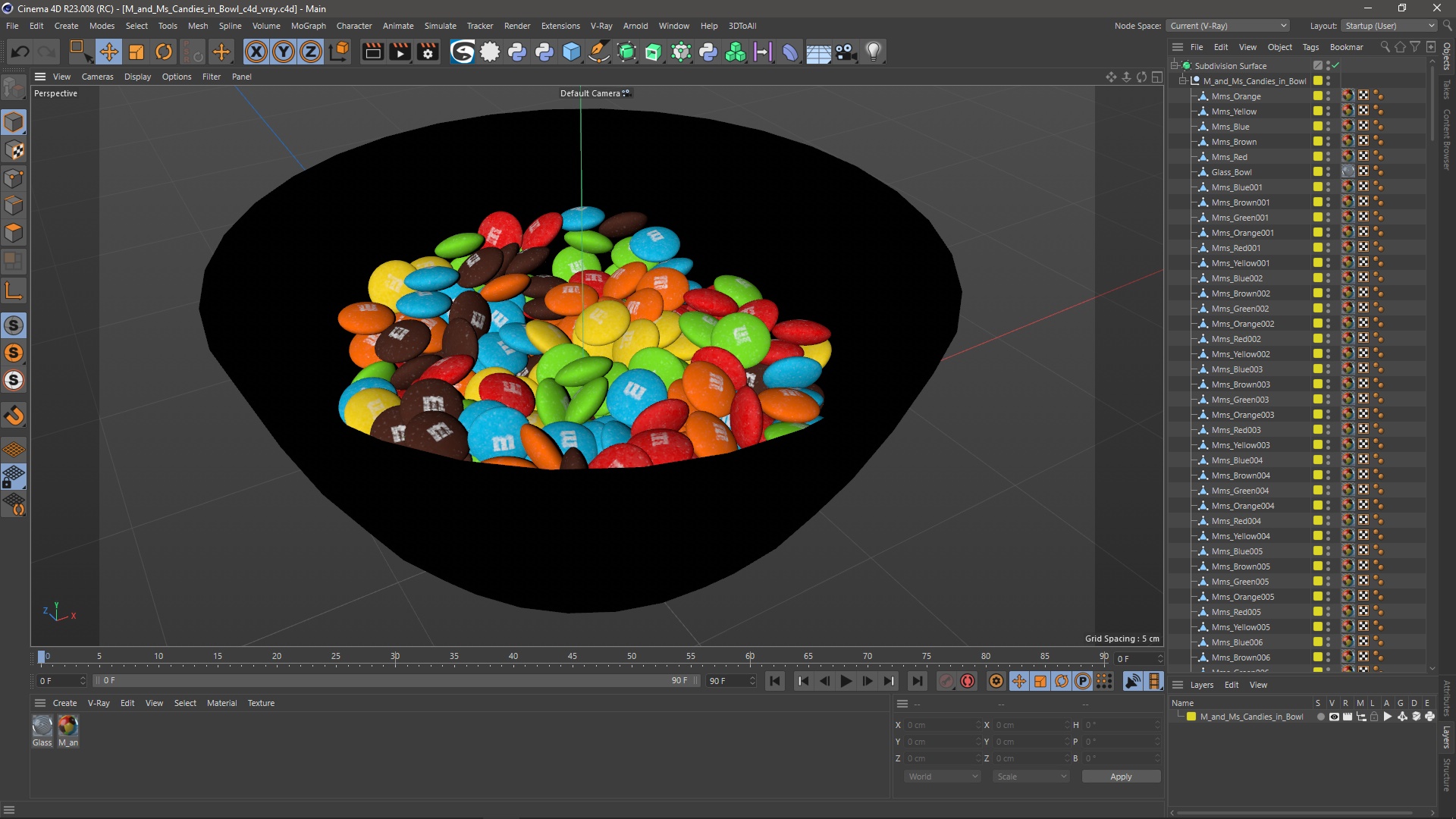 M and Ms Candies in Bowl 3D model