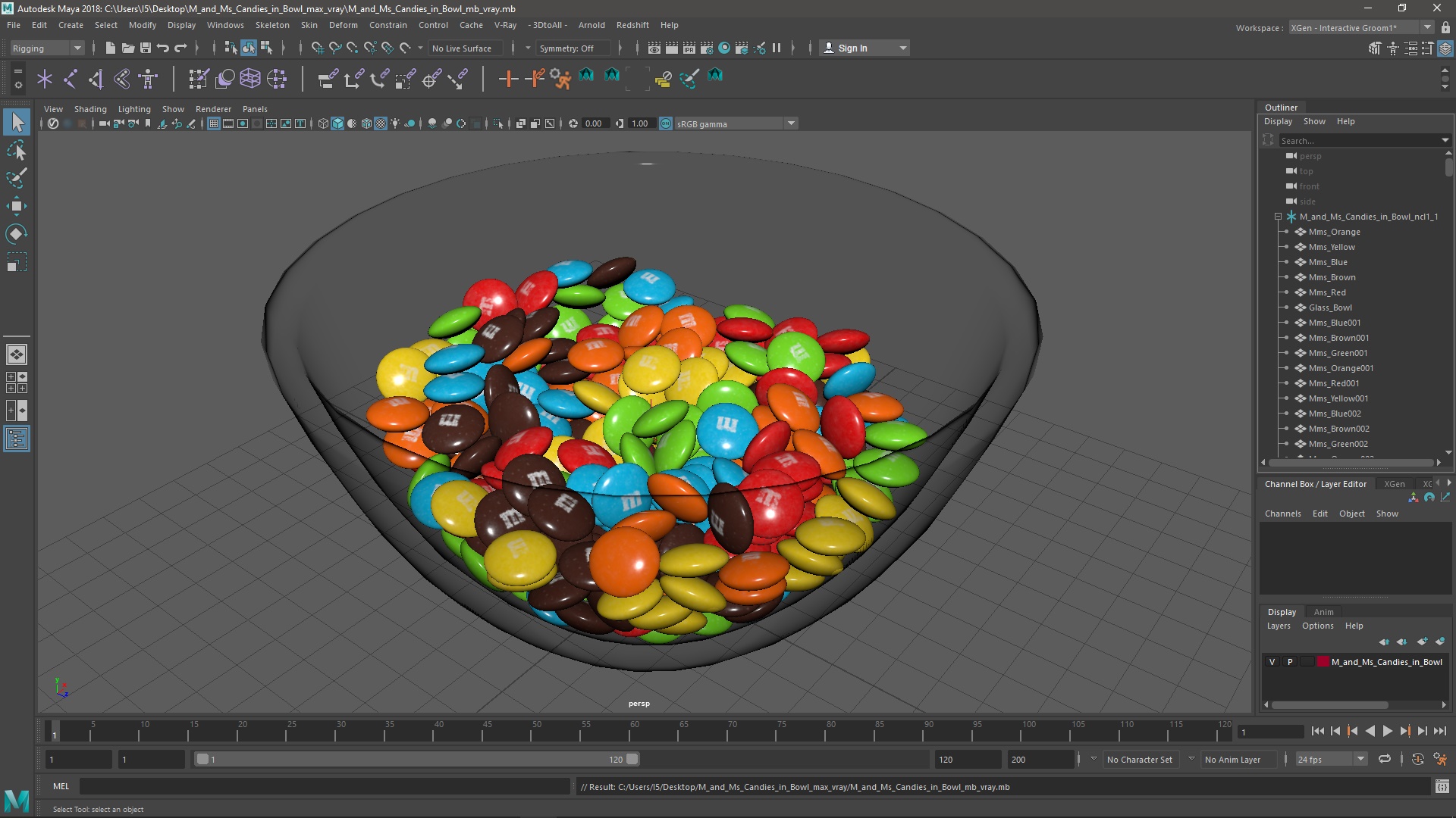 M and Ms Candies in Bowl 3D model