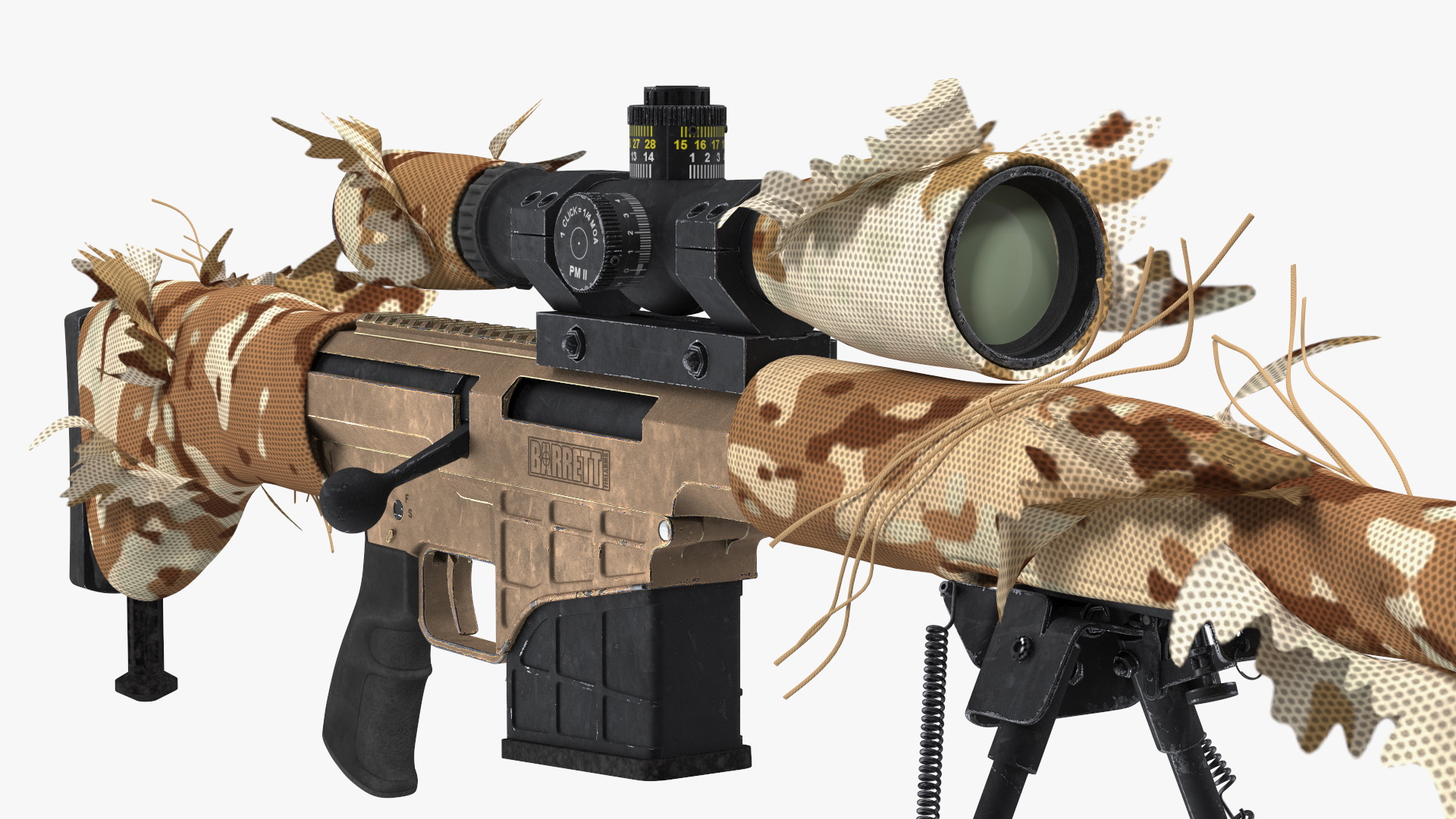 3D model Rifle Barrett 98 Bravo Ghillie Wrap