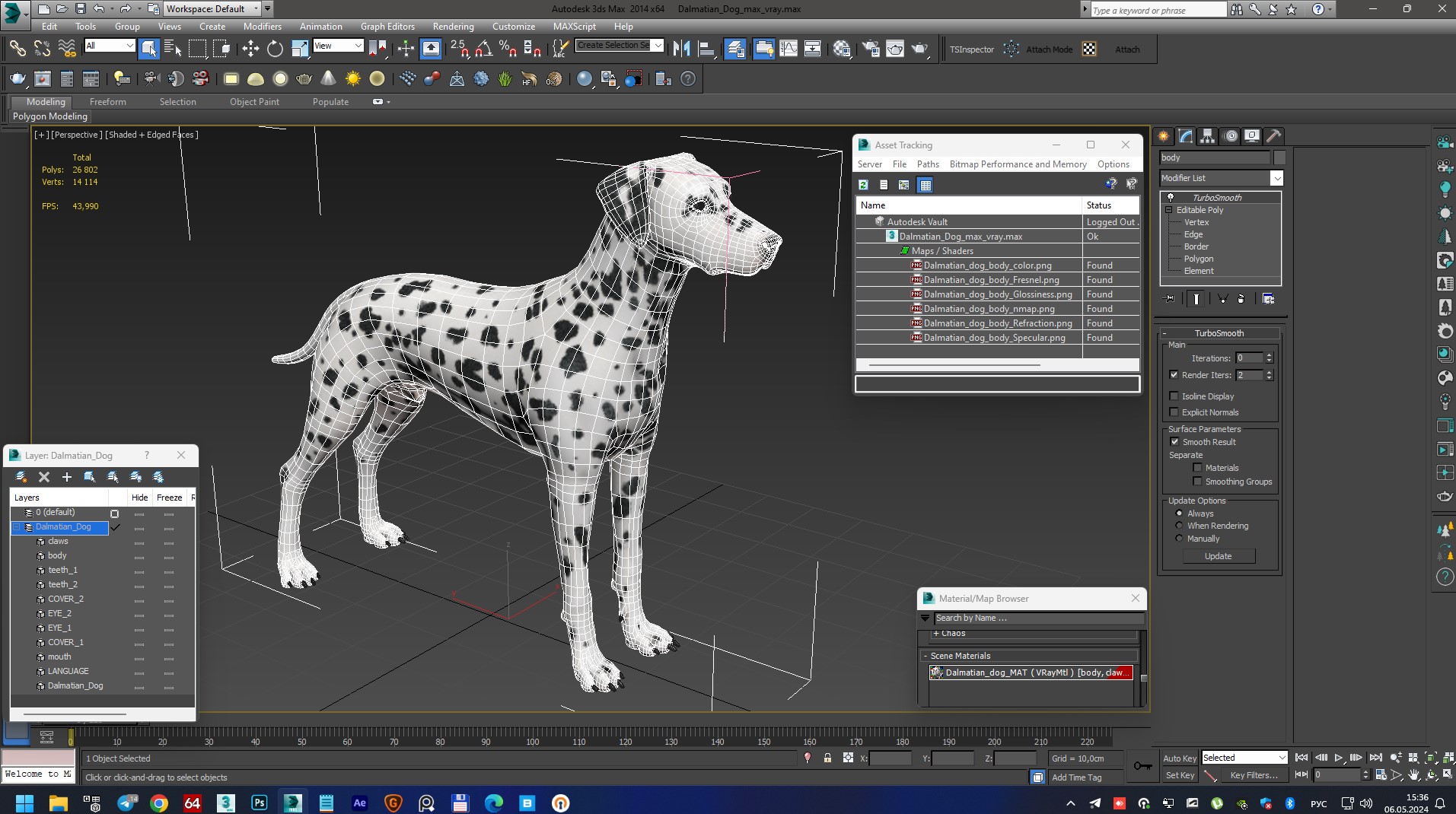 3D Dalmatian Dog model