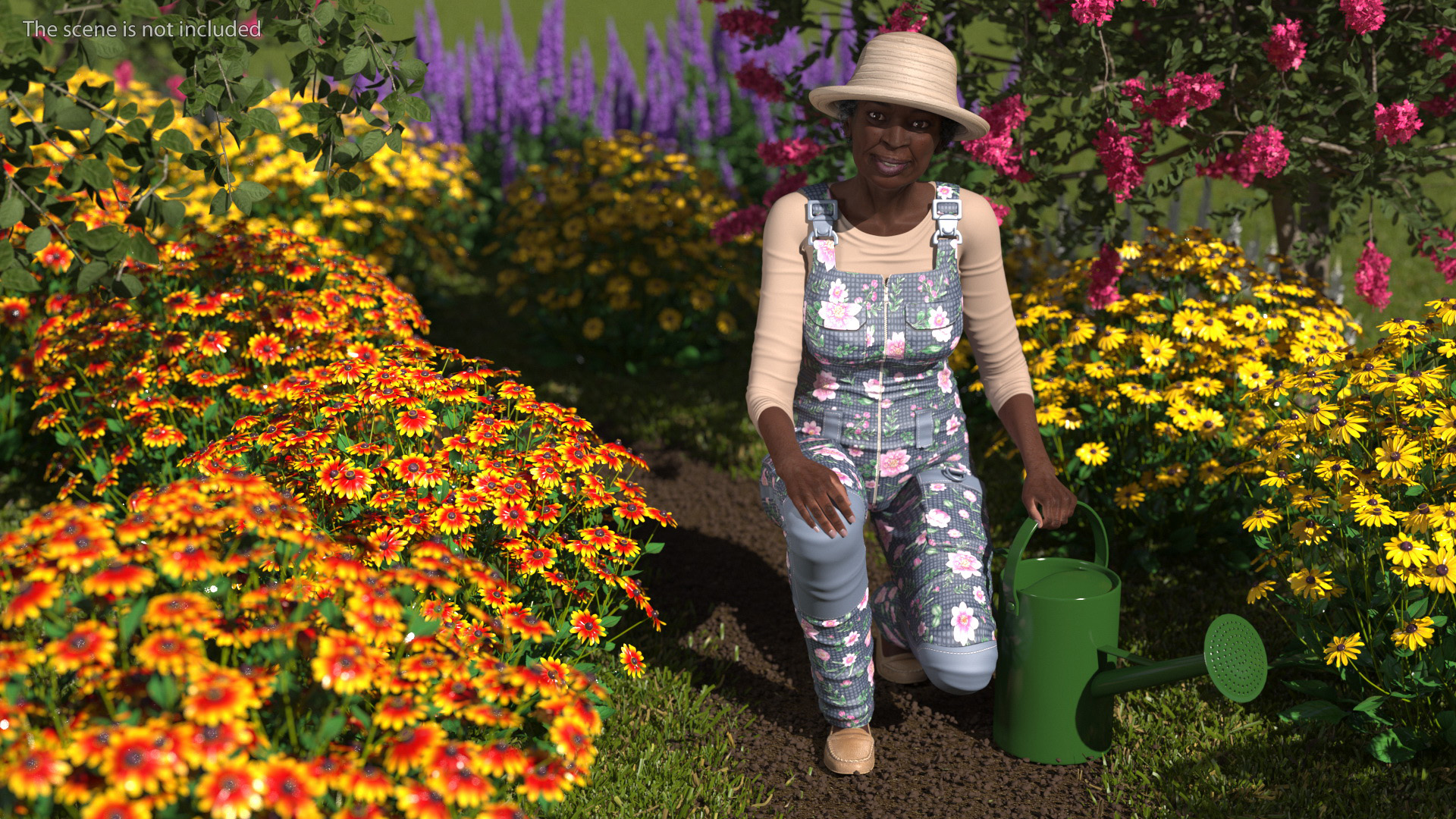 Gardener Afro American Woman Rigged for Maya 3D model