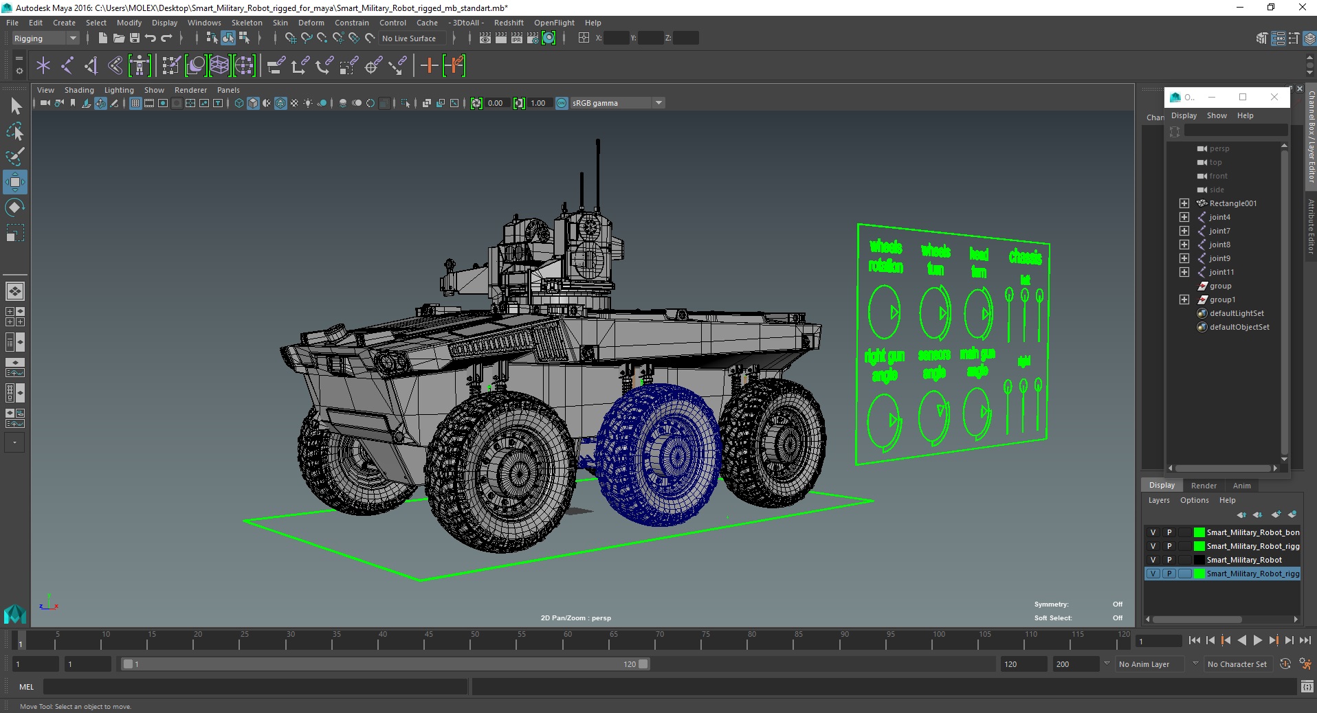 3D Smart Military Robot Rigged for Maya