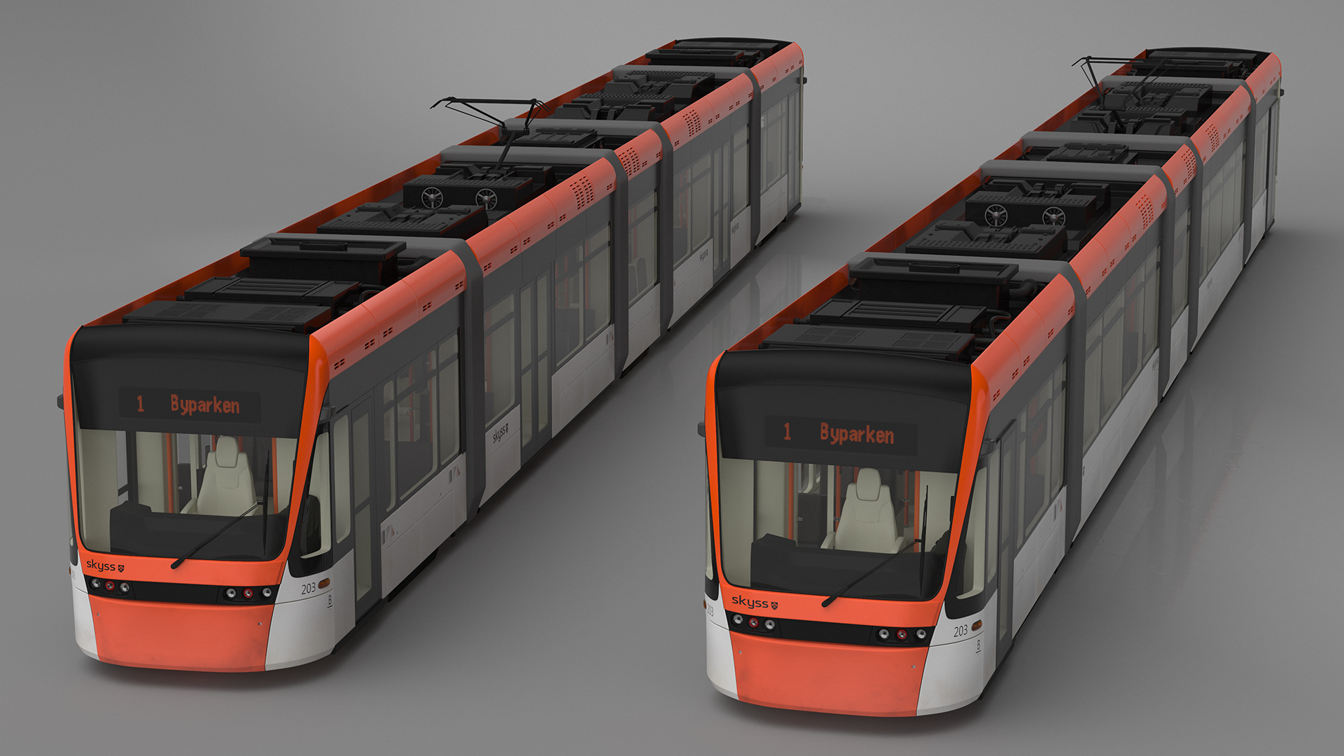 Modern City Tram Bybanen 3D model