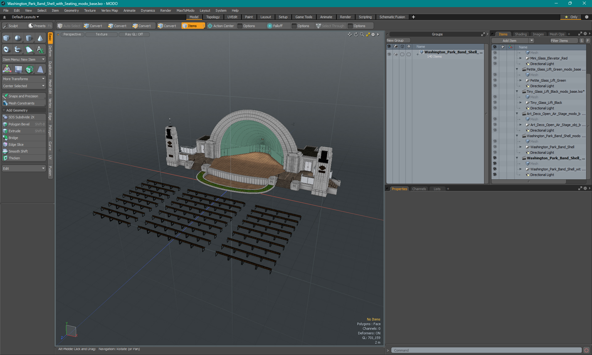 Washington Park Band Shell with Seating 3D model