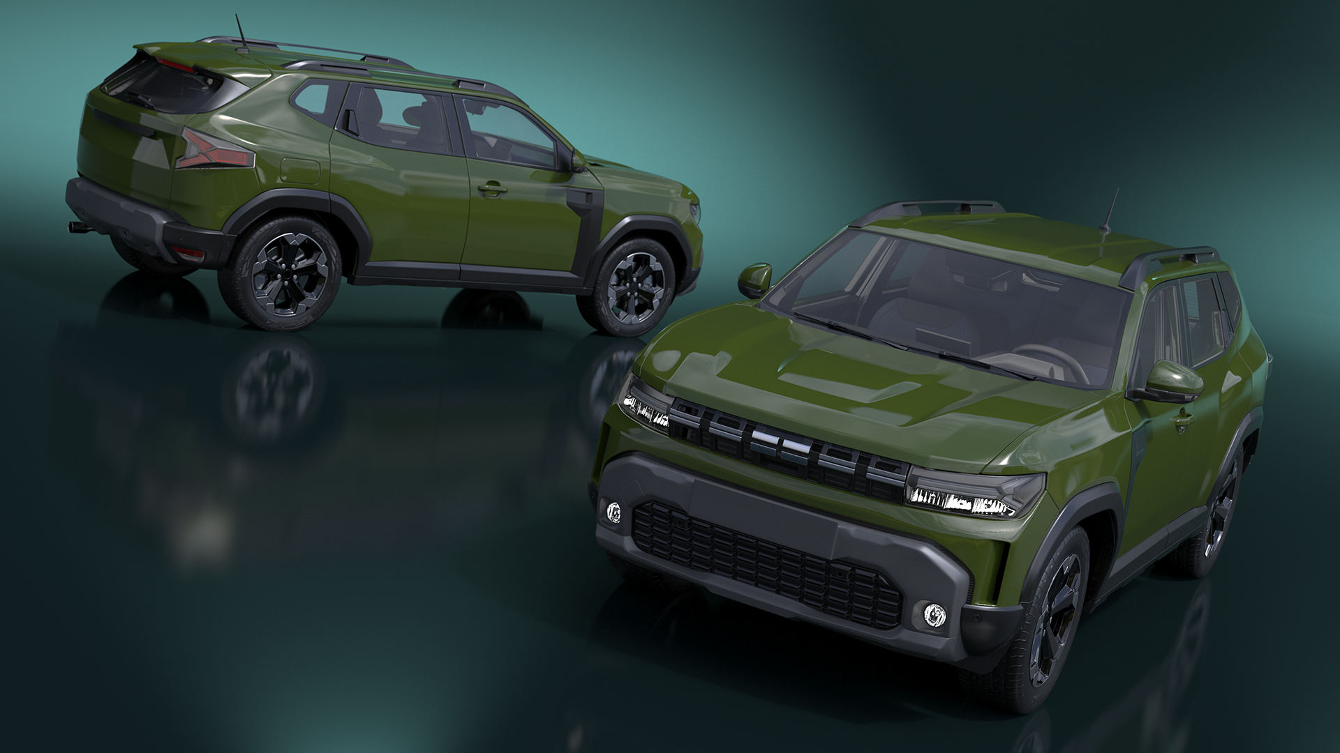 Modern Crossover SUV Simplified Green 3D