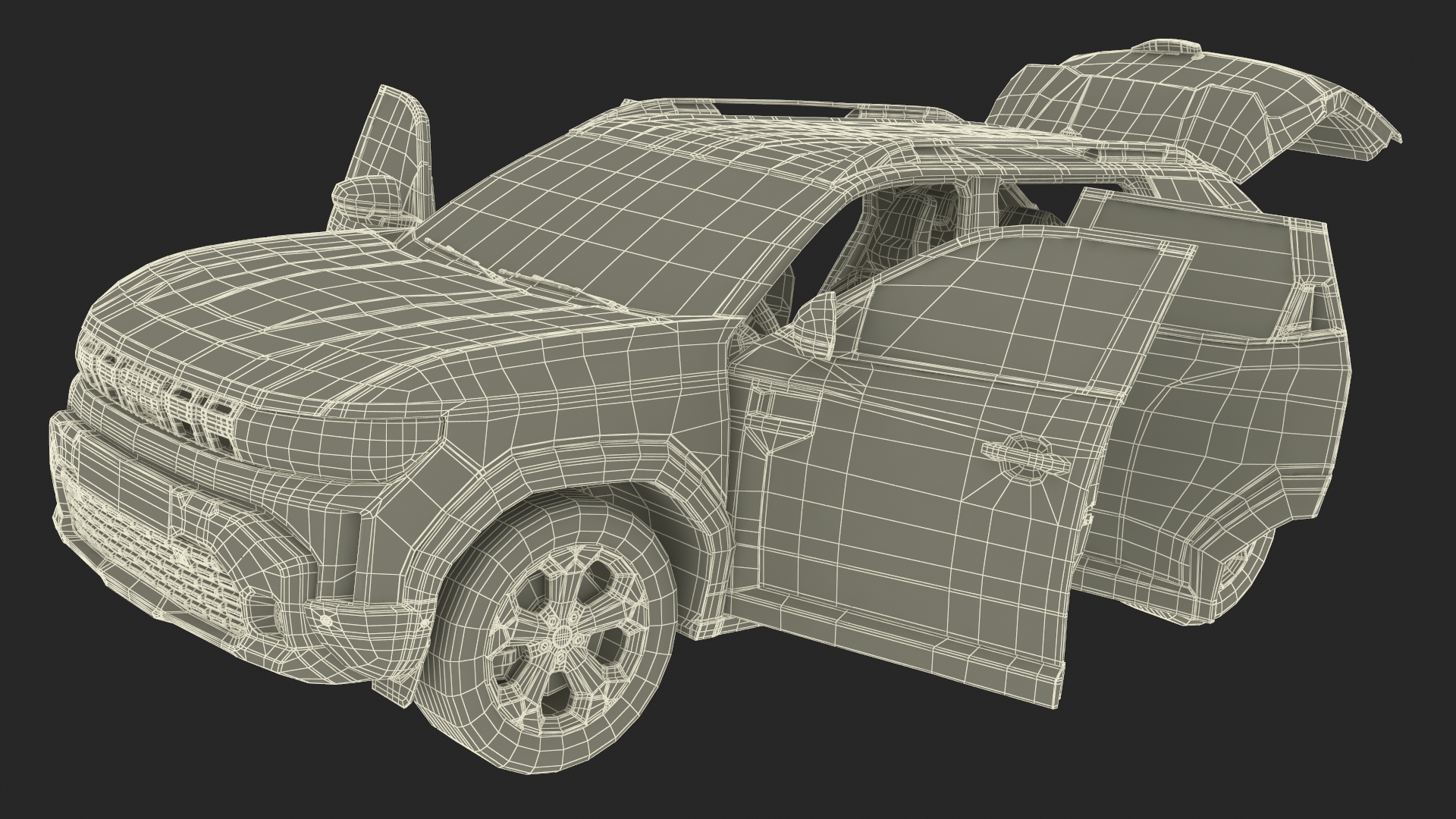 Modern Crossover SUV Simplified Green 3D