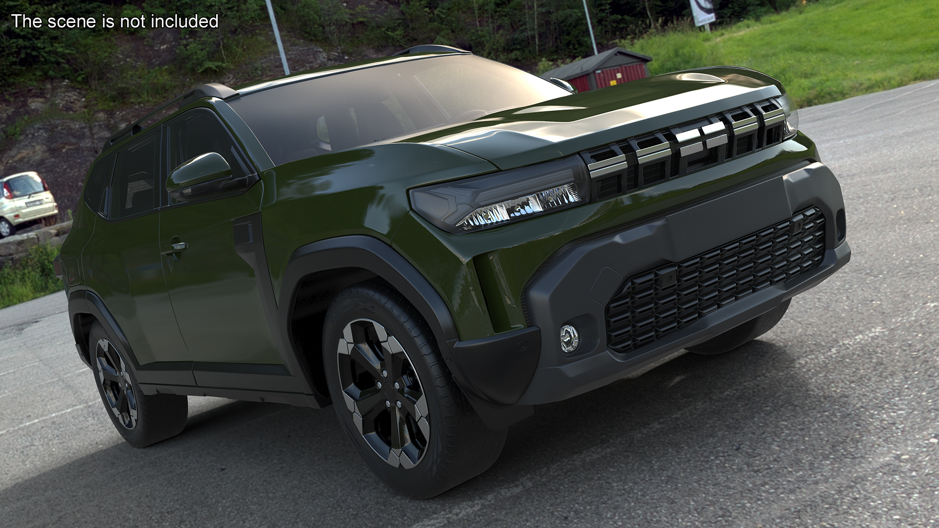 Modern Crossover SUV Simplified Green 3D