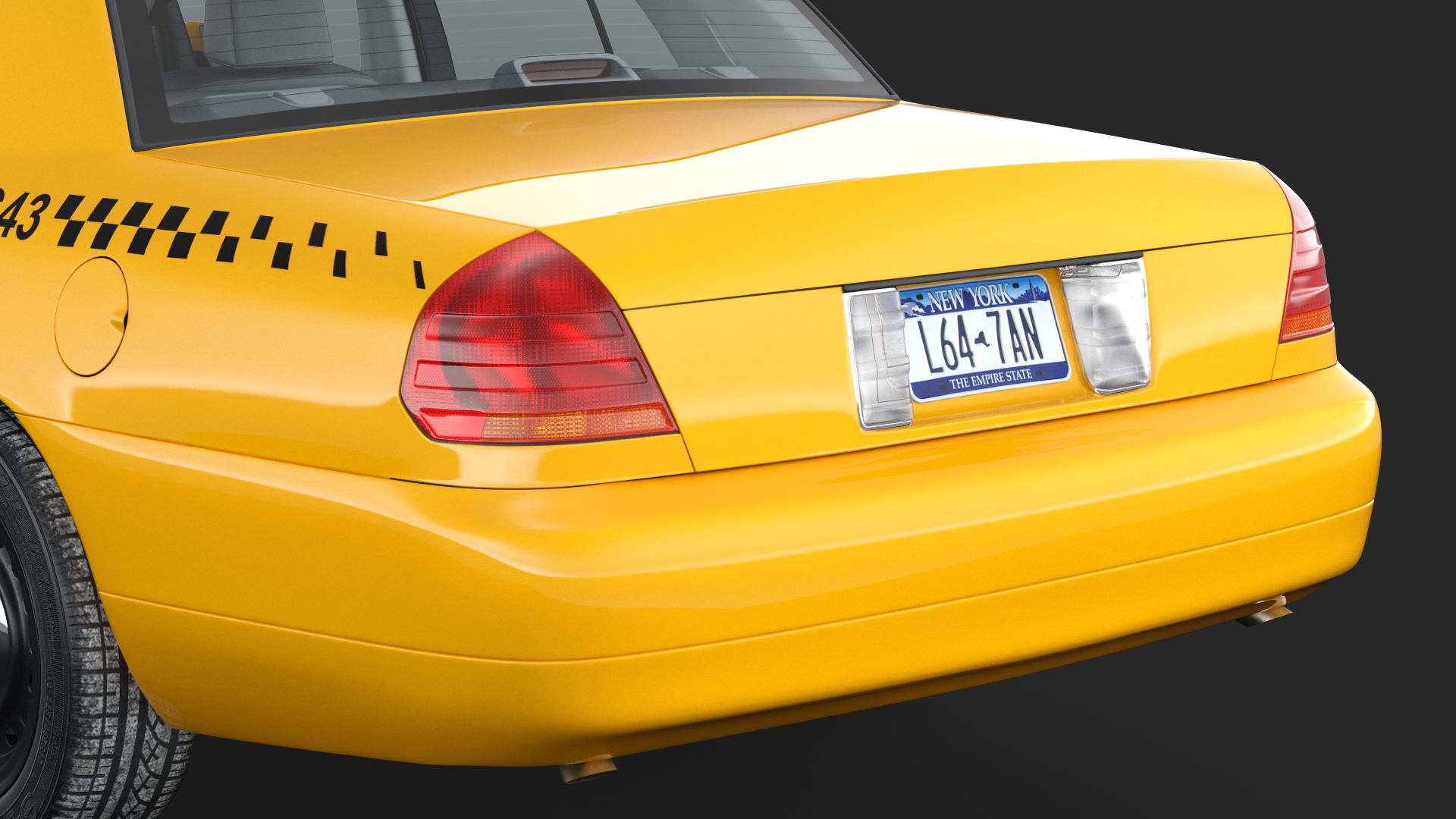 Ford Crown Victoria Yellow Taxi Simple Interior 3D