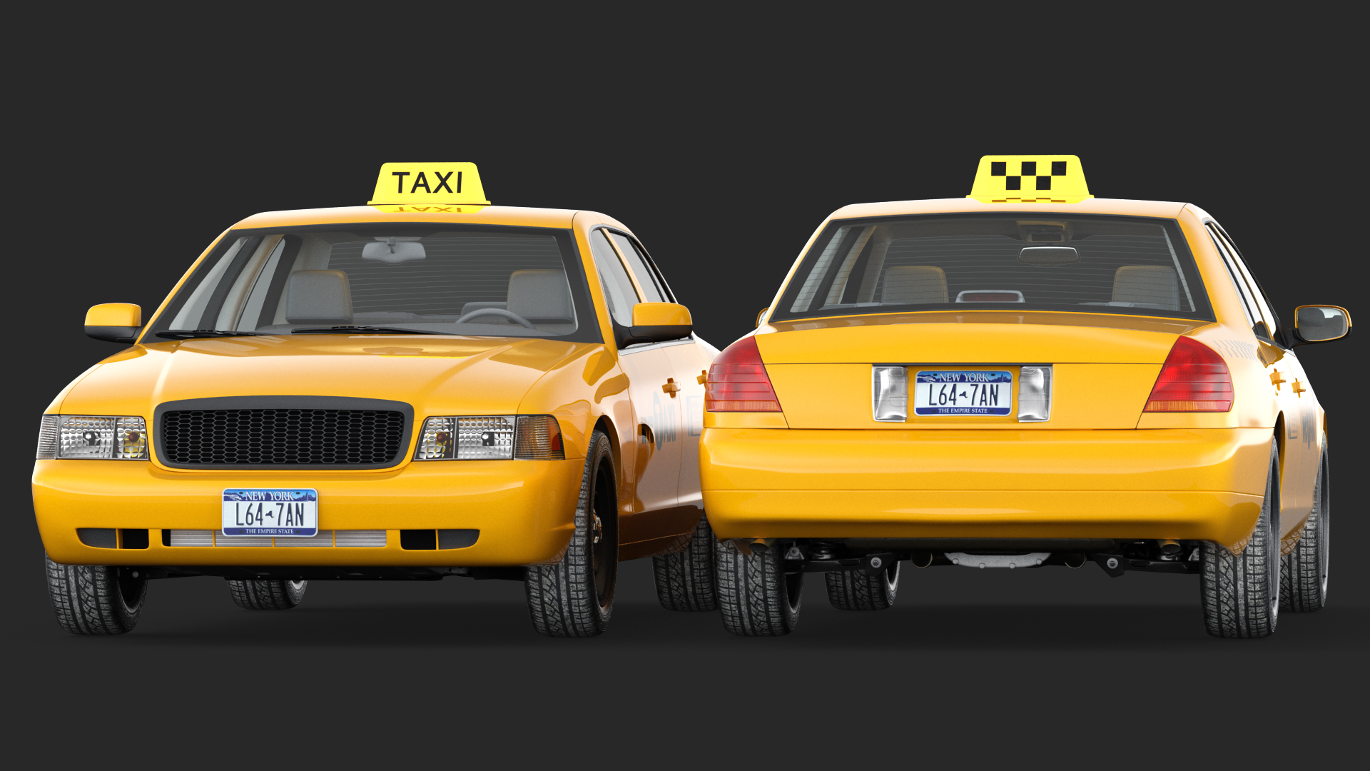 Ford Crown Victoria Yellow Taxi Simple Interior 3D