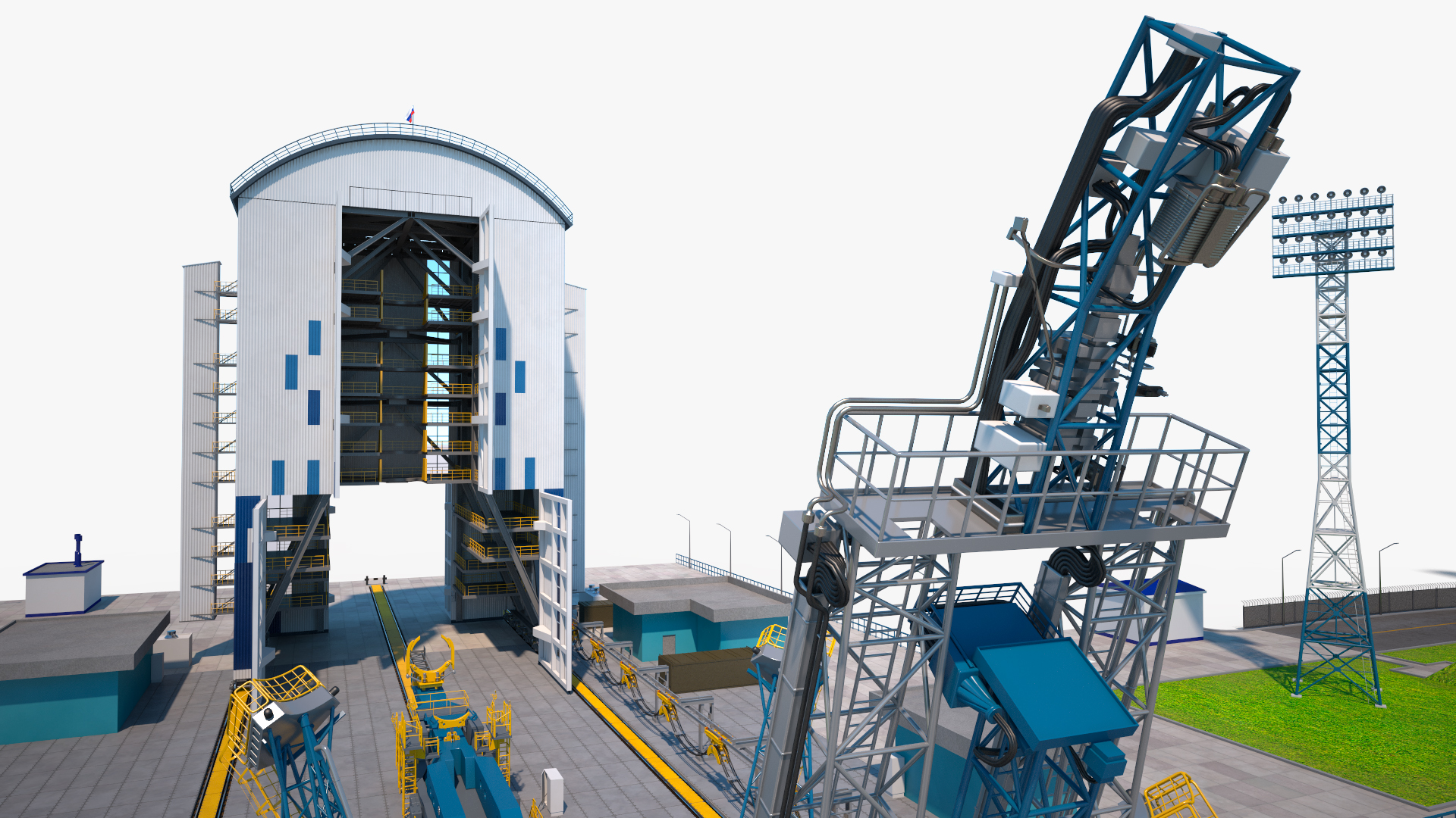 3D model Vostochny Cosmodrome Russian Spaceport Rigged