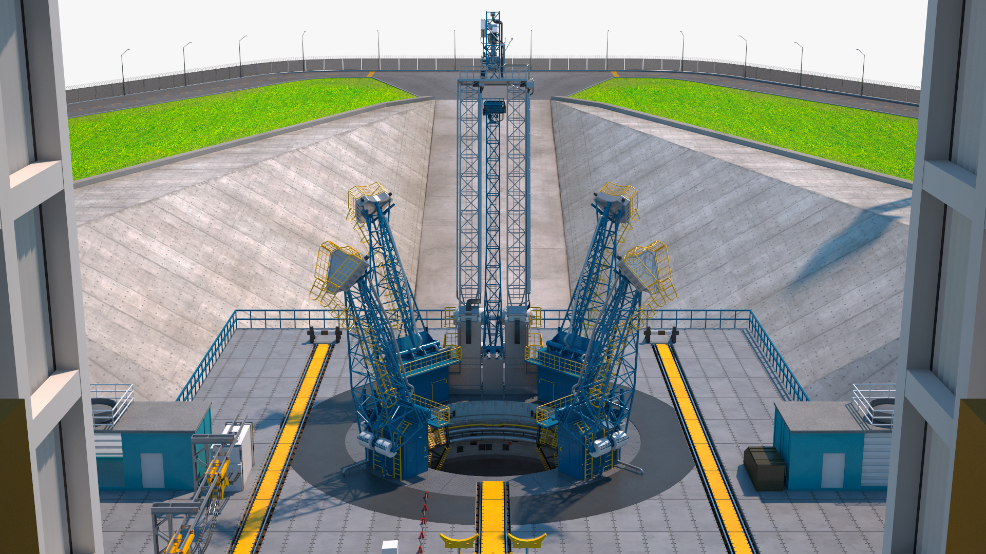 3D model Vostochny Cosmodrome Russian Spaceport Rigged