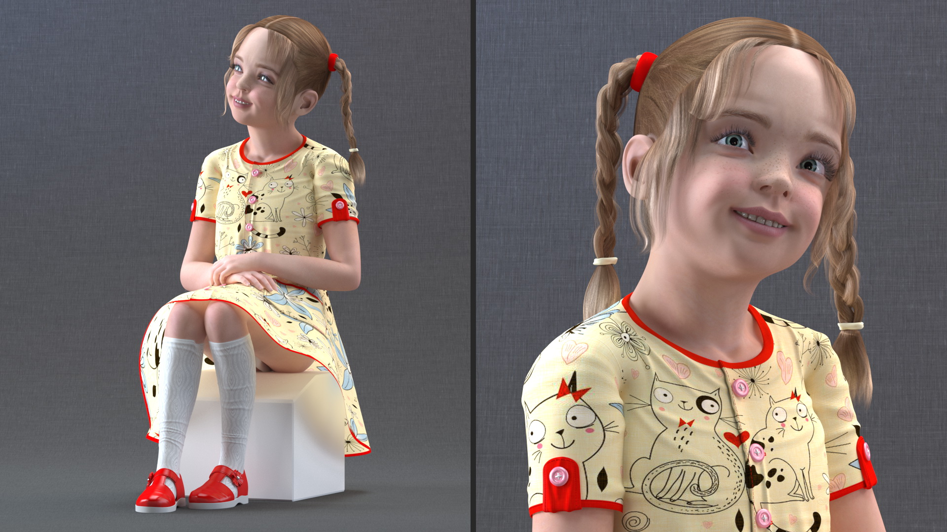 3D model Child Girl Pose