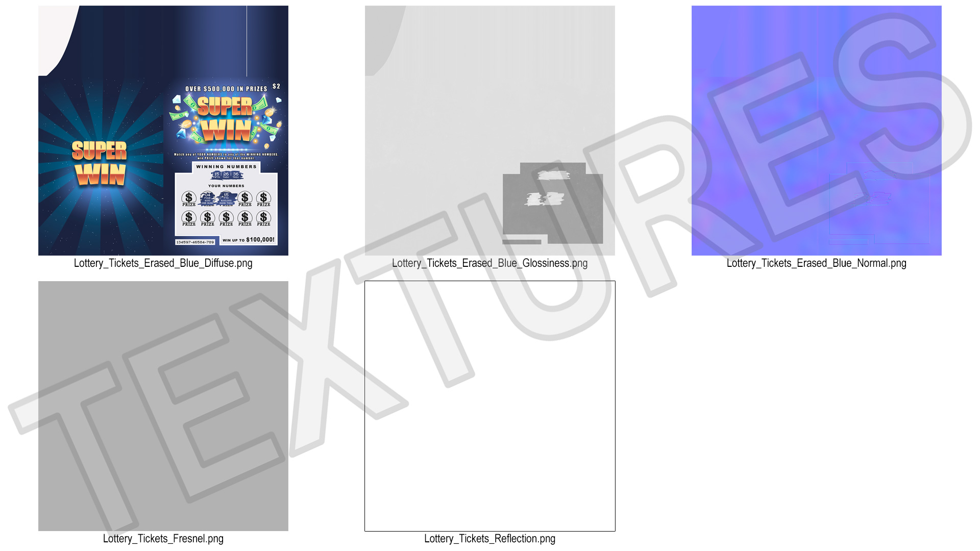 3D Super Win Lottery Ticket with Erased Scratchcard model