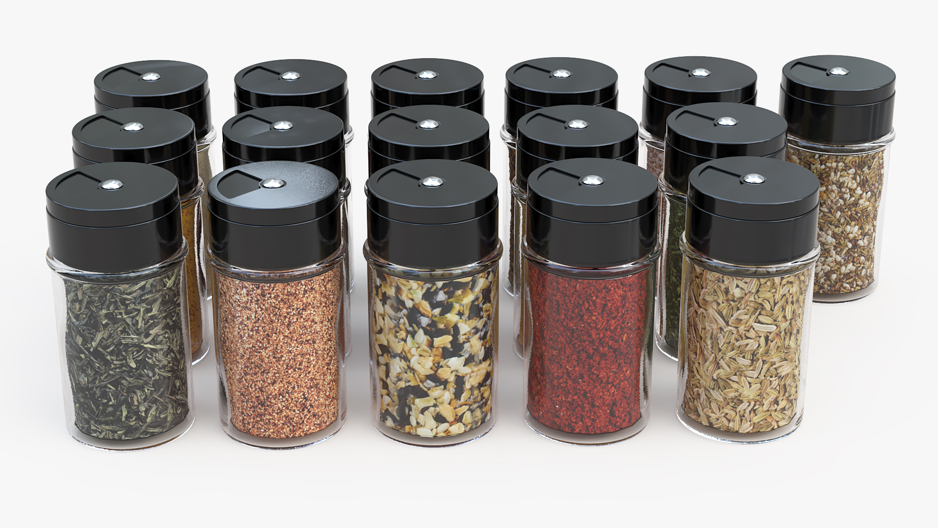 Jars Set with Various Spice 3D