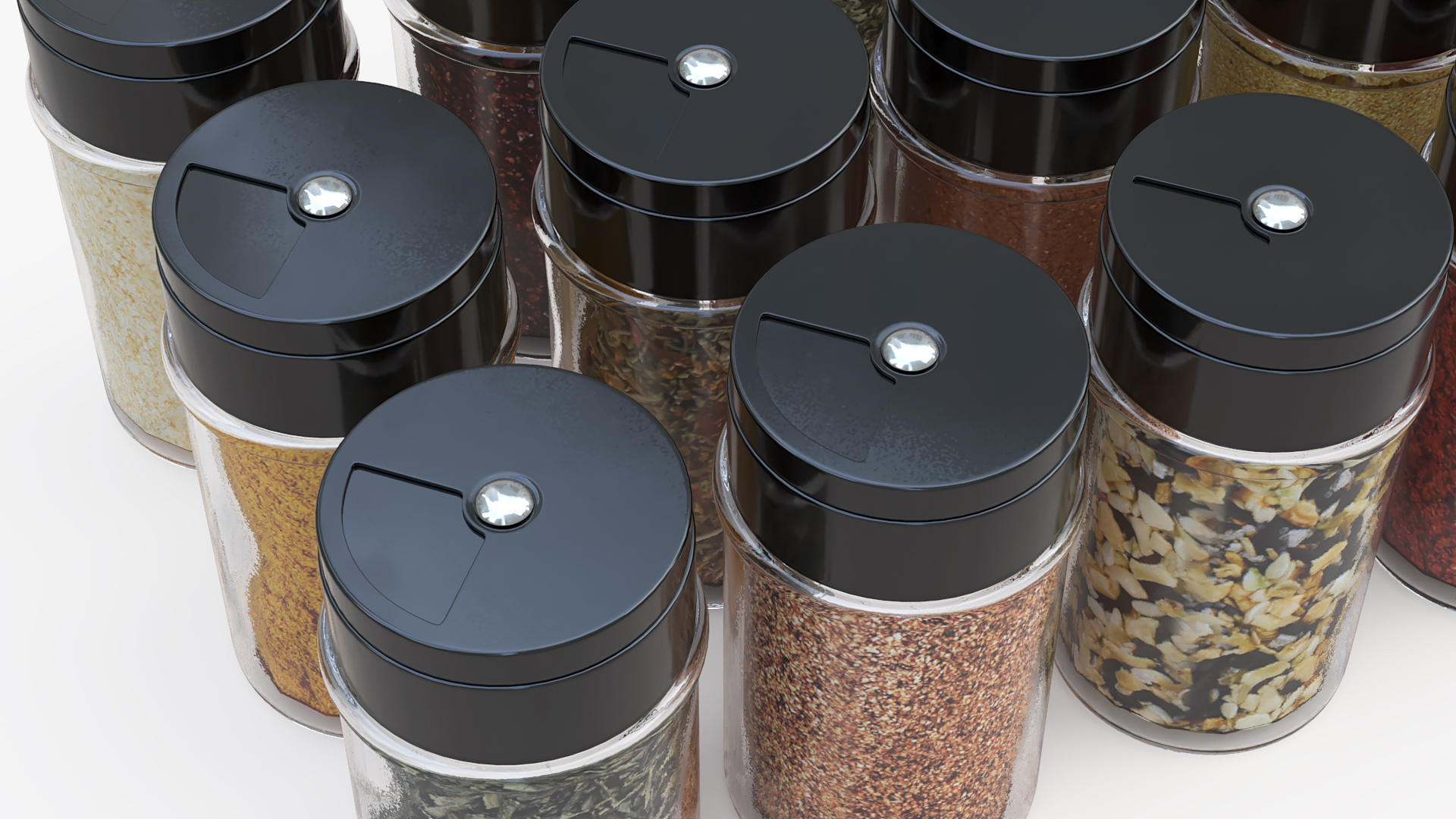 Jars Set with Various Spice 3D