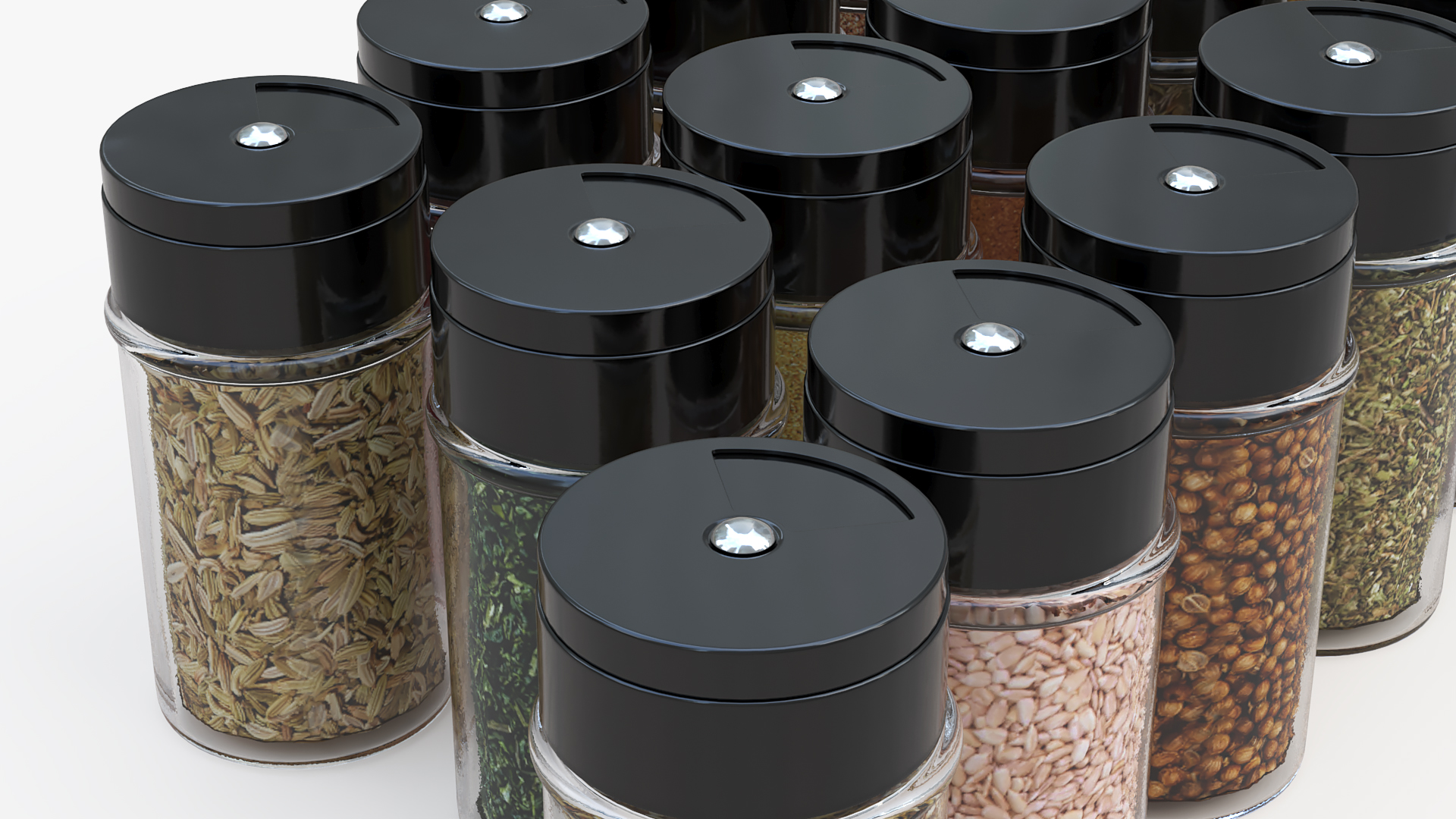 Jars Set with Various Spice 3D