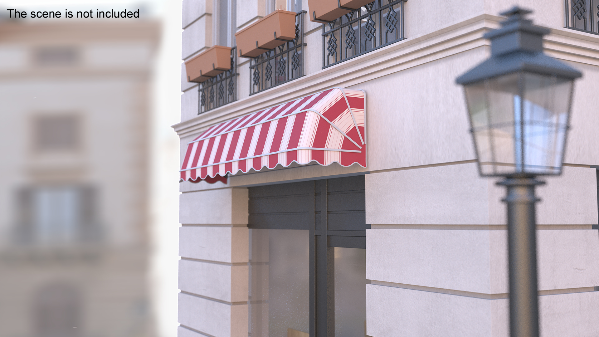 Storefront Awning Tent Striped Red 3D model