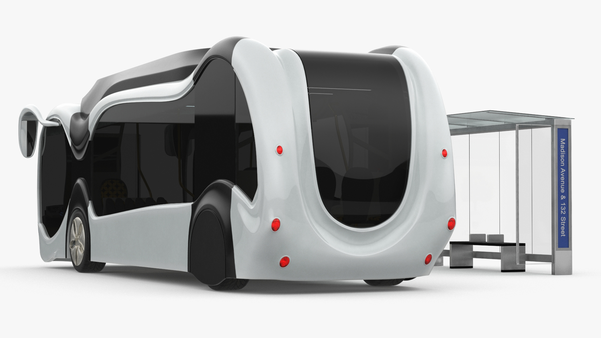 3D Futuristic Public Bus with Bus Stop Shelter model