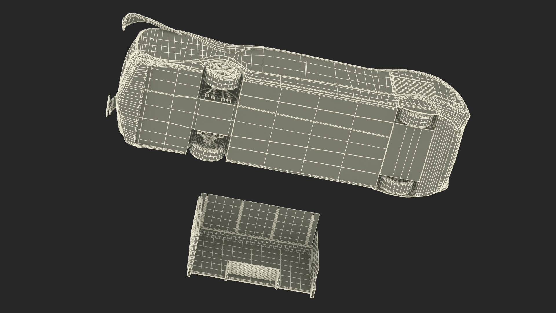 3D Futuristic Public Bus with Bus Stop Shelter model