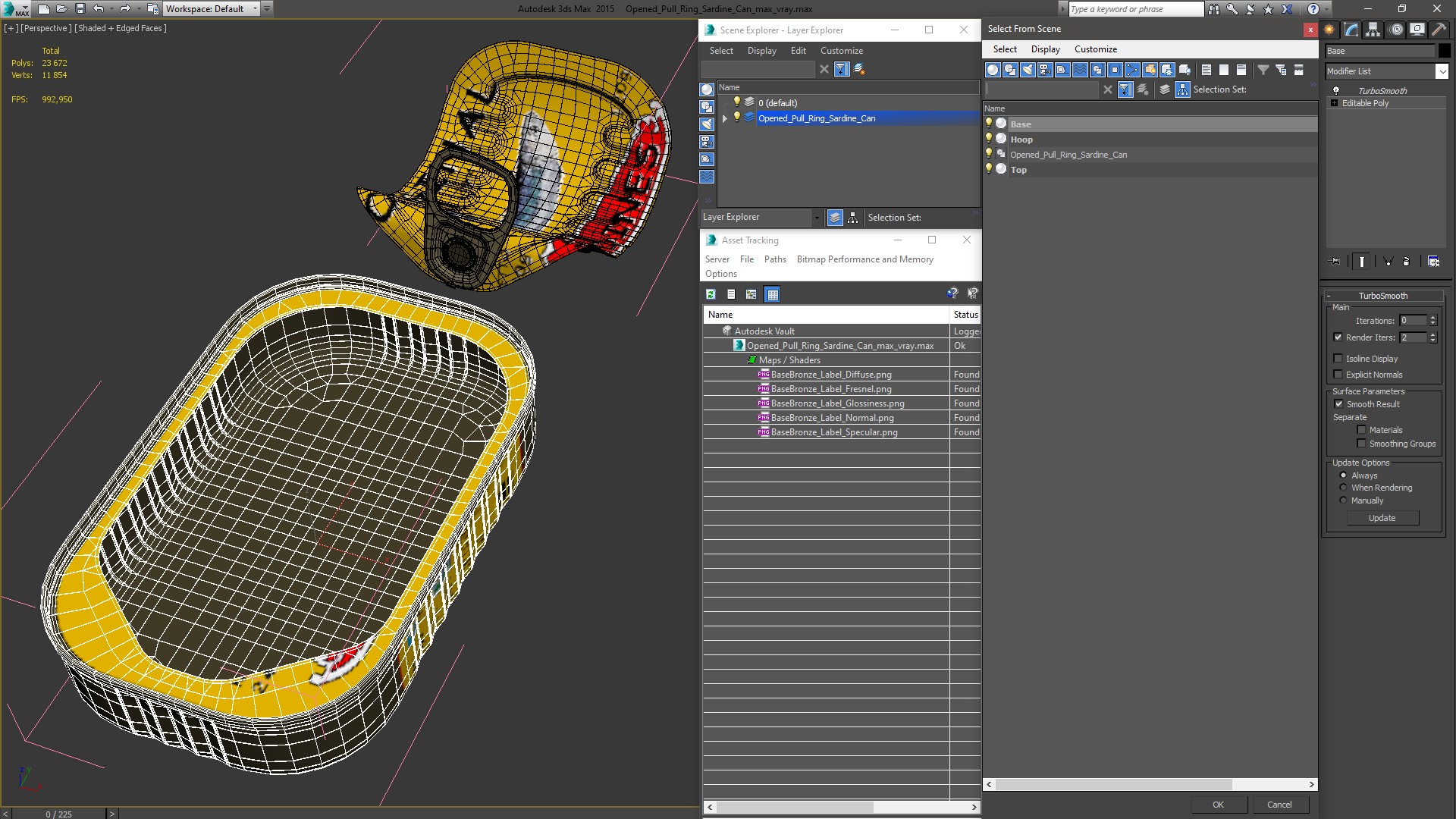 3D Open Pull Ring Sardine Can