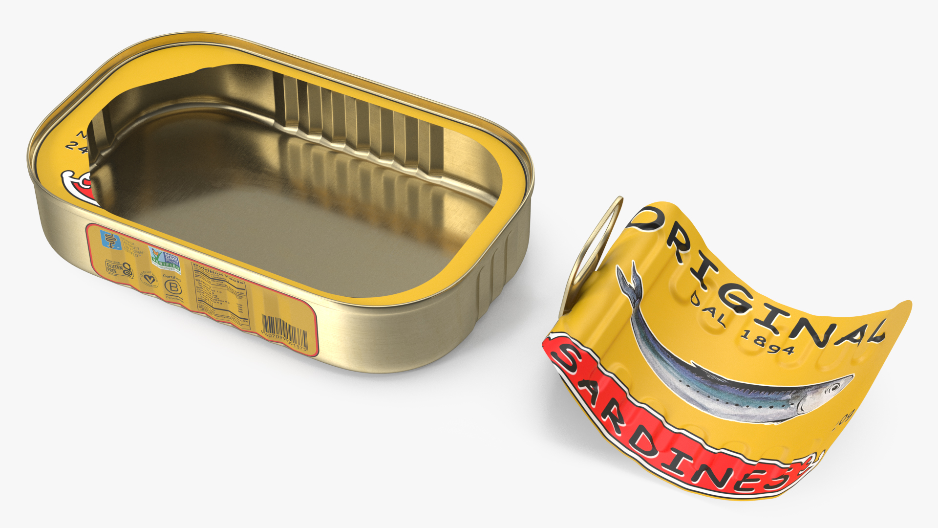 3D Open Pull Ring Sardine Can