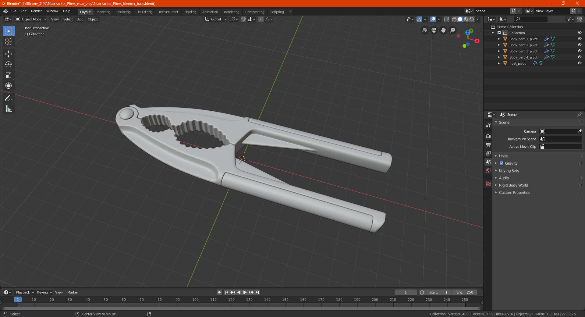 Nutcracker Pliers 3D