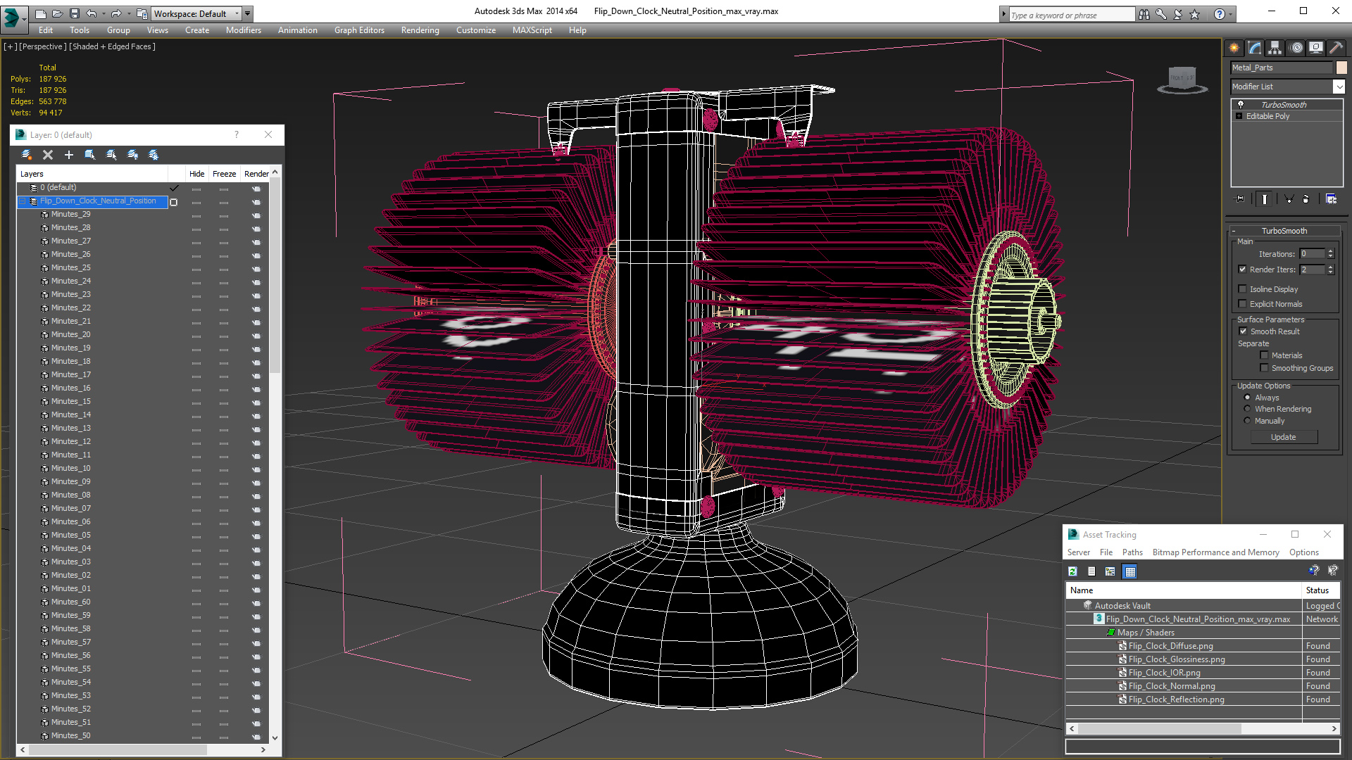 Flip Down Clock Neutral Position 3D