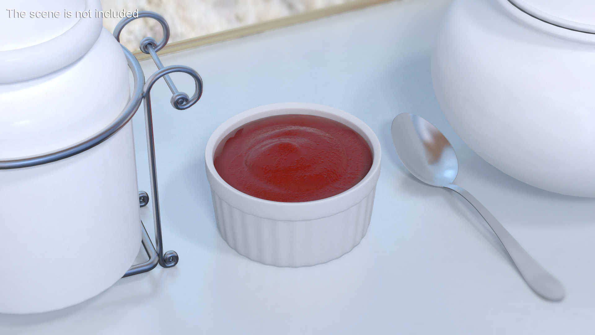 3D Tomato Ketchup In Melamine Dipping Bowl Round Sauce