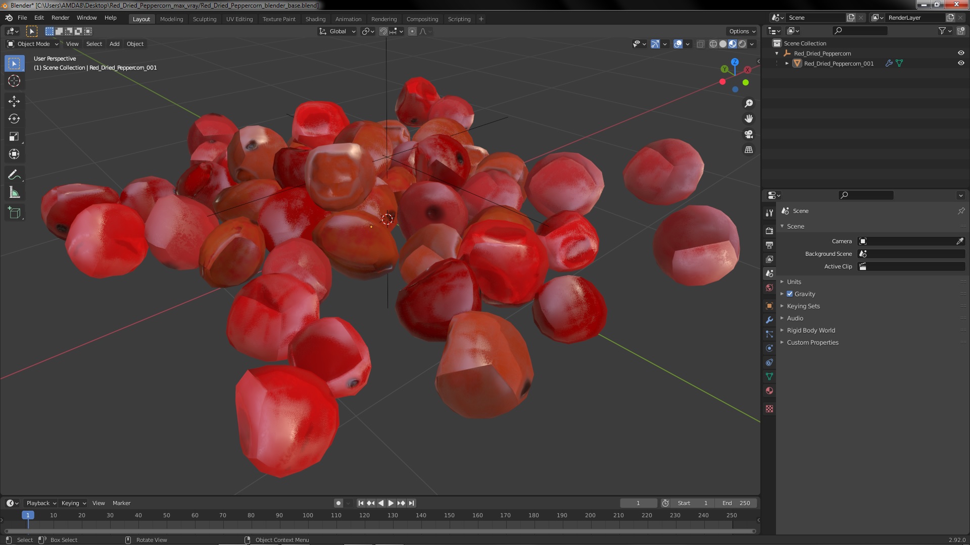 3D model Red Dried Peppercorn