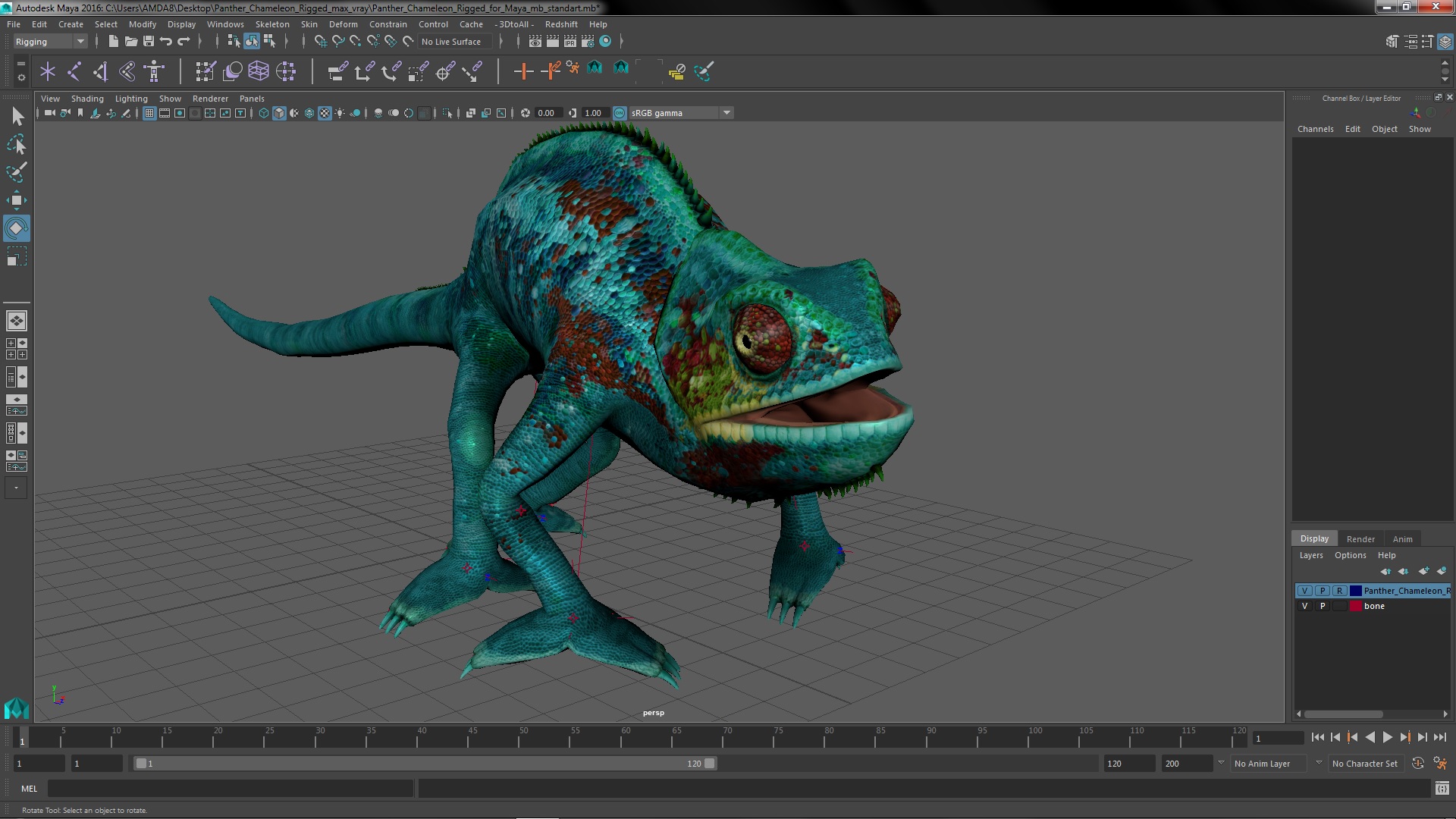 3D Panther Chameleon Rigged for Maya model