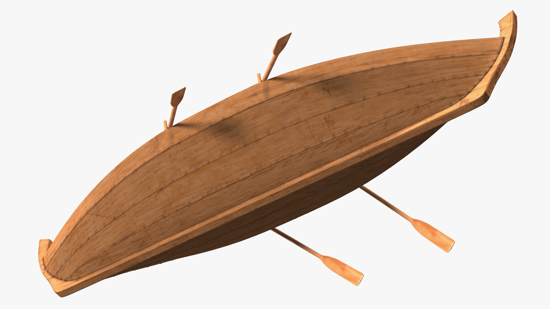 Wooden Boat with Paddles 3D model