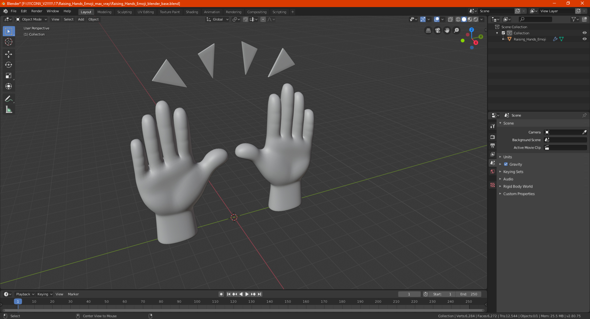 Raising Hands Emoji 3D model