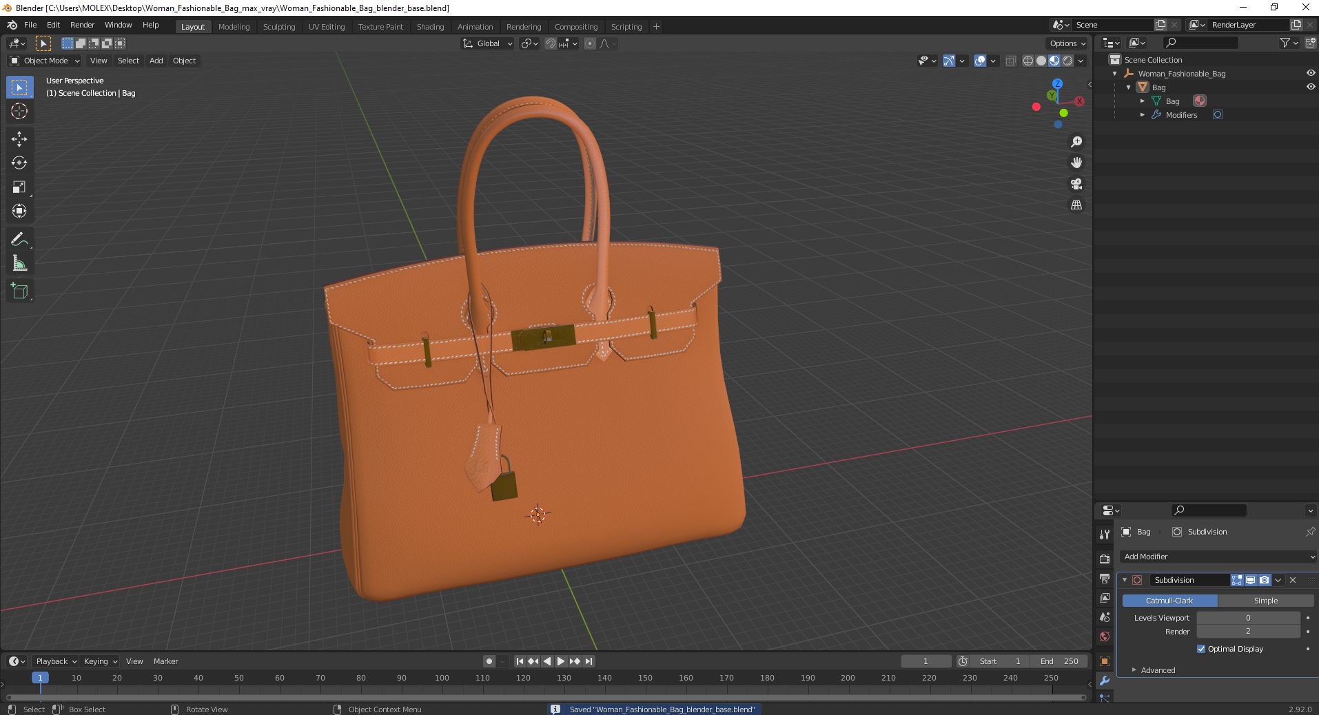 3D Woman Fashionable Bag